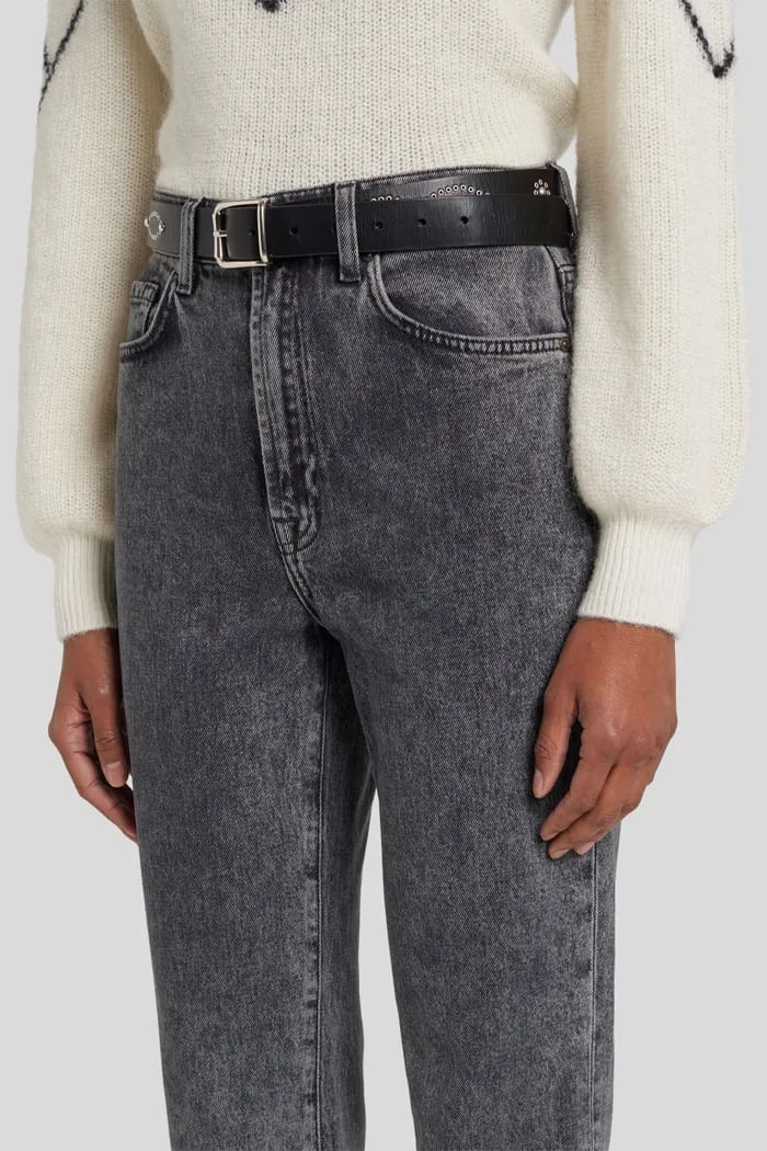 EMBELLISHED BELT LEATHER BLACK
