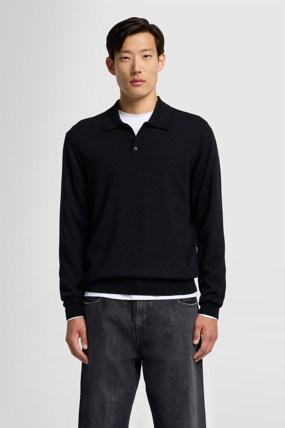 POLO L/S MERINO BLACK