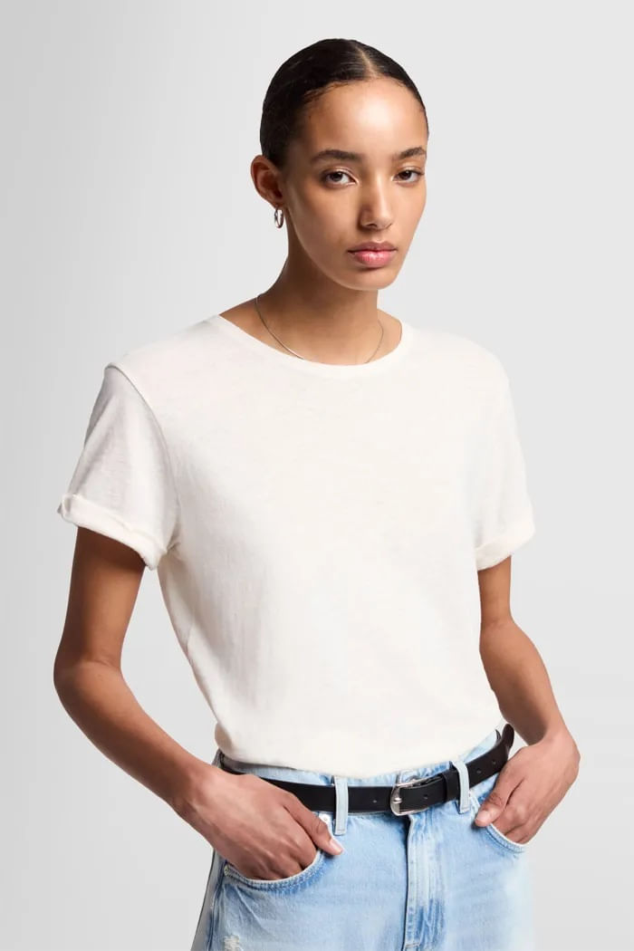 ROLL SLV T-SHIRT LINEN WHITE