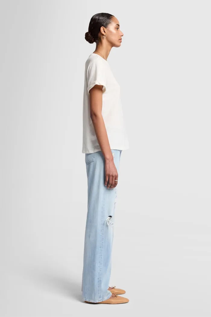 ROLL SLV T-SHIRT LINEN WHITE