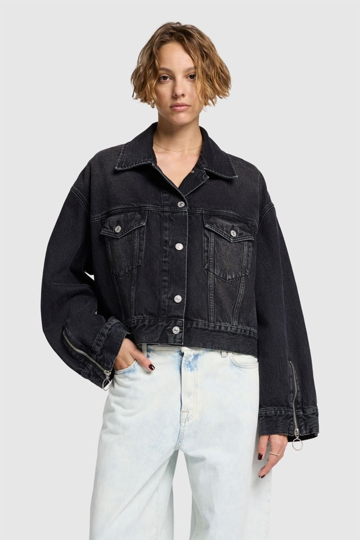 OLI CROPPED TRUCKER HUSTLE ZIP