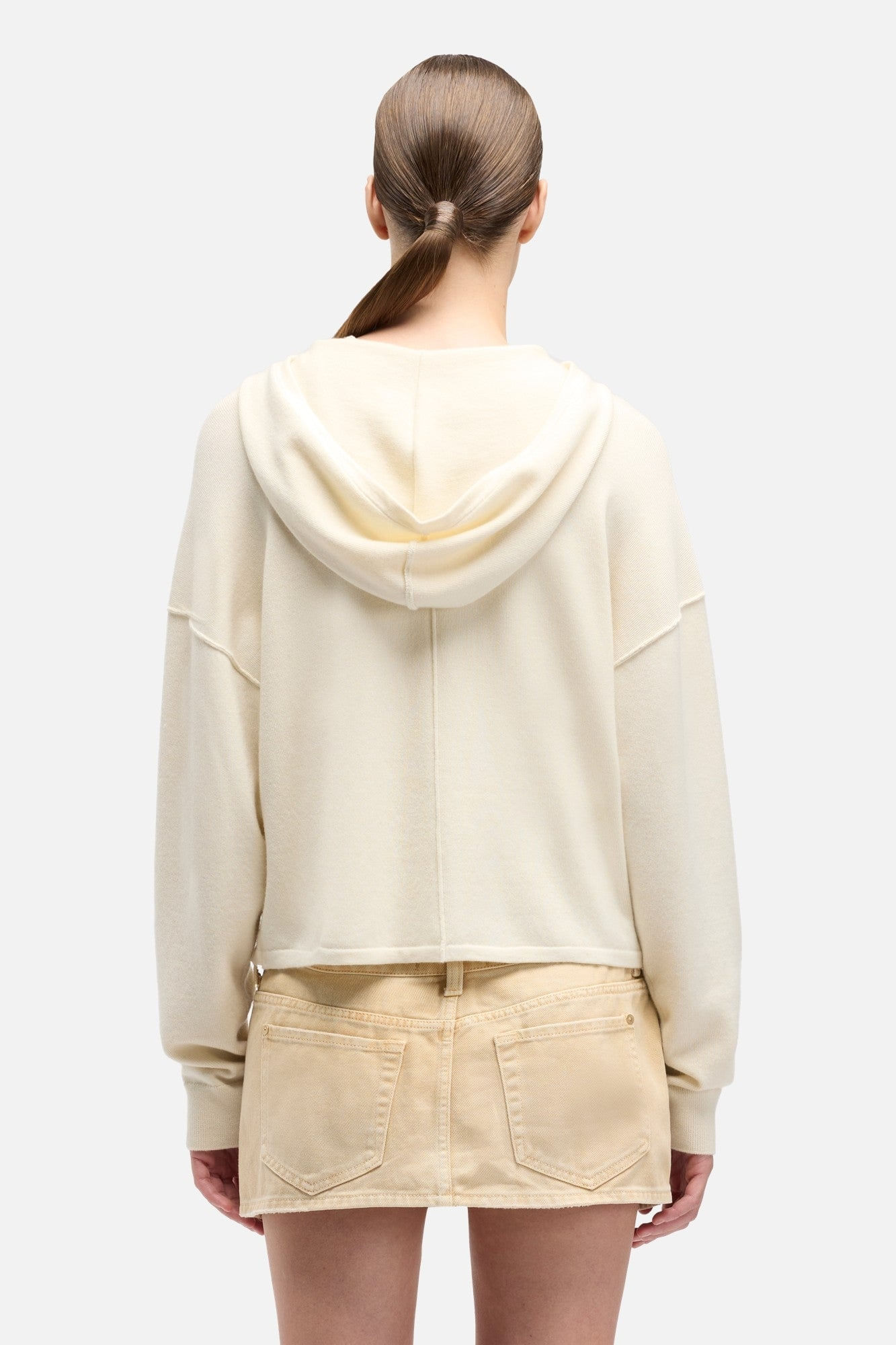 CASHMERE ZIPPER HOODIE IN ICE WHITE