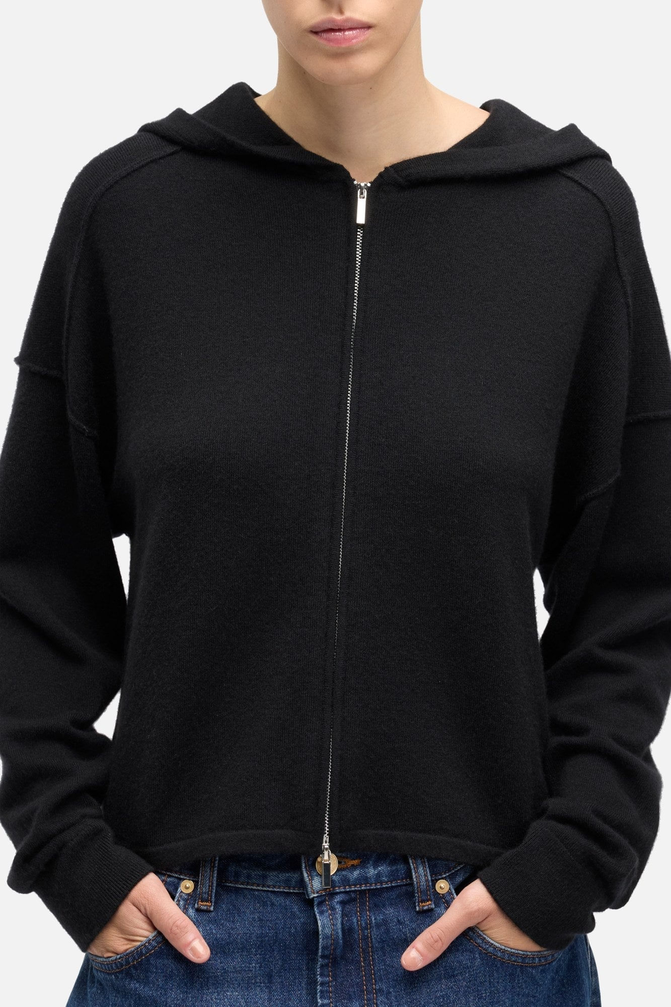 ZIPPER HOODIE CASHMERE COAL