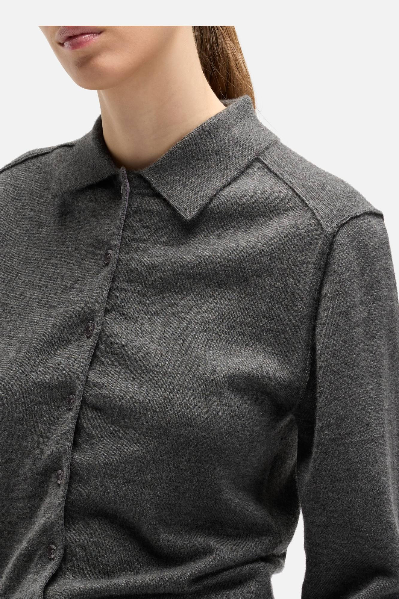 CASHMERE POLO CARDIGAN IN KORAT