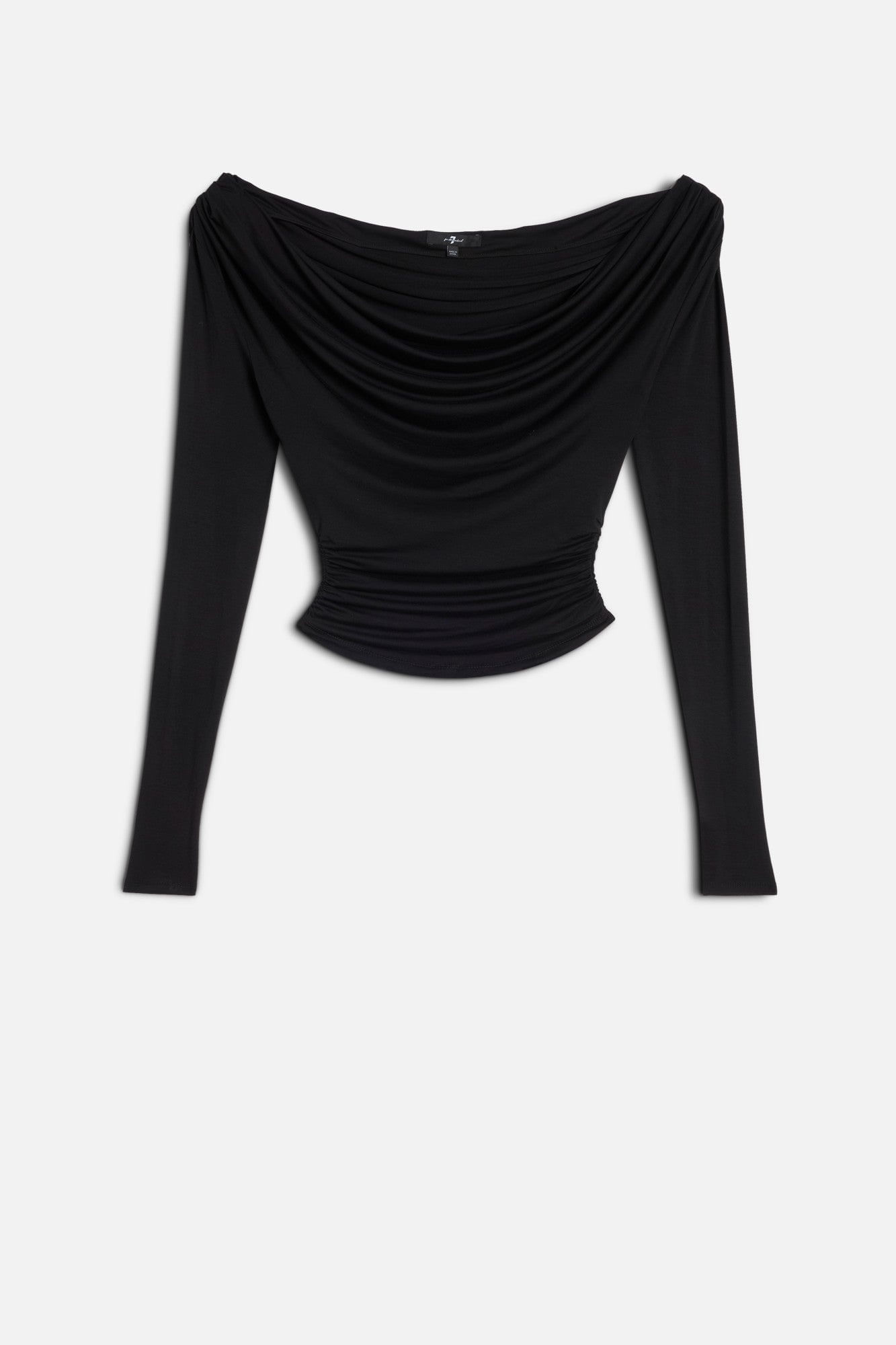 LONG SLEEVE DRAPED TOP IN BLACK
