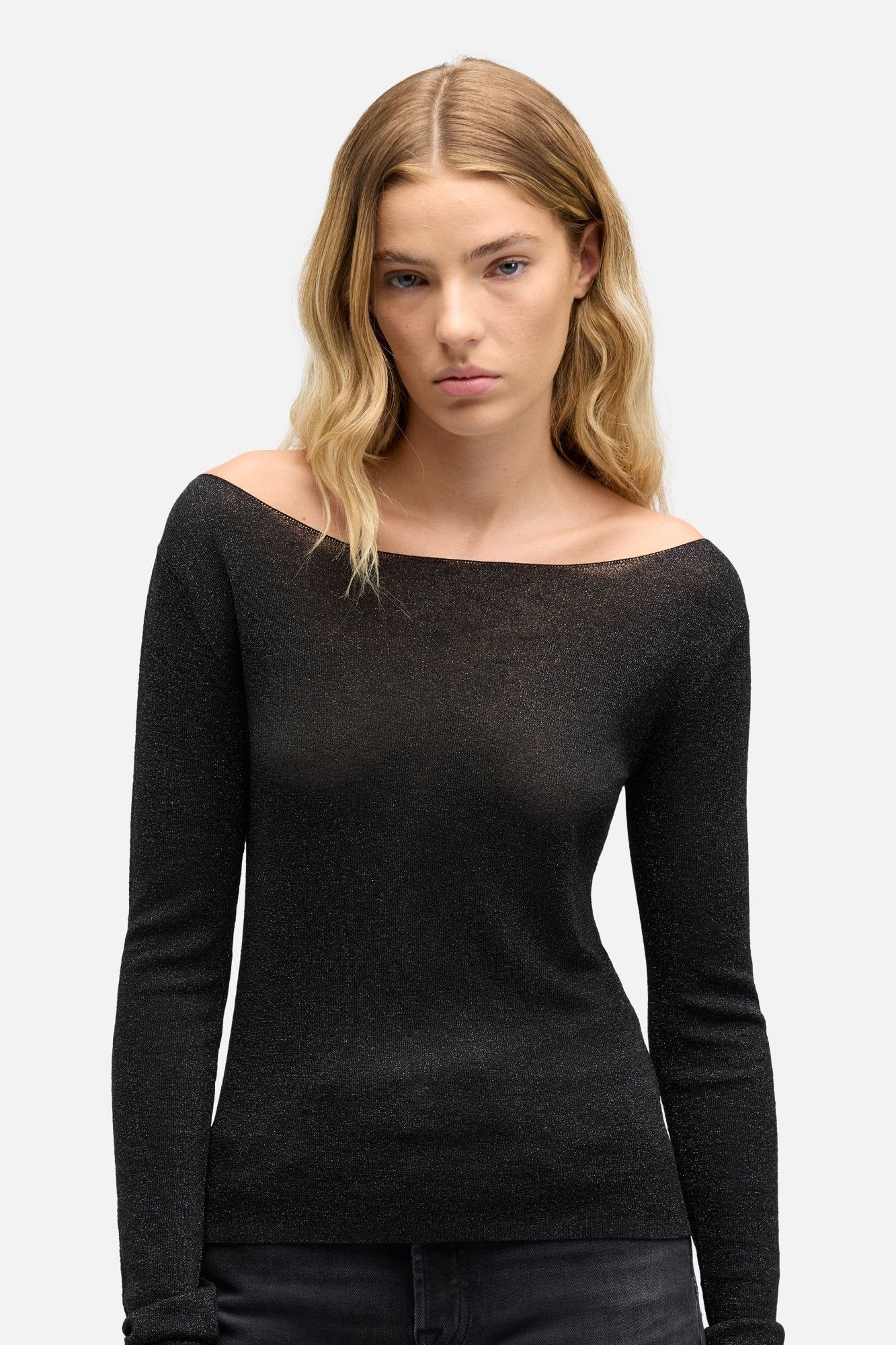BOATNECK SWEATER BLACK LUREX