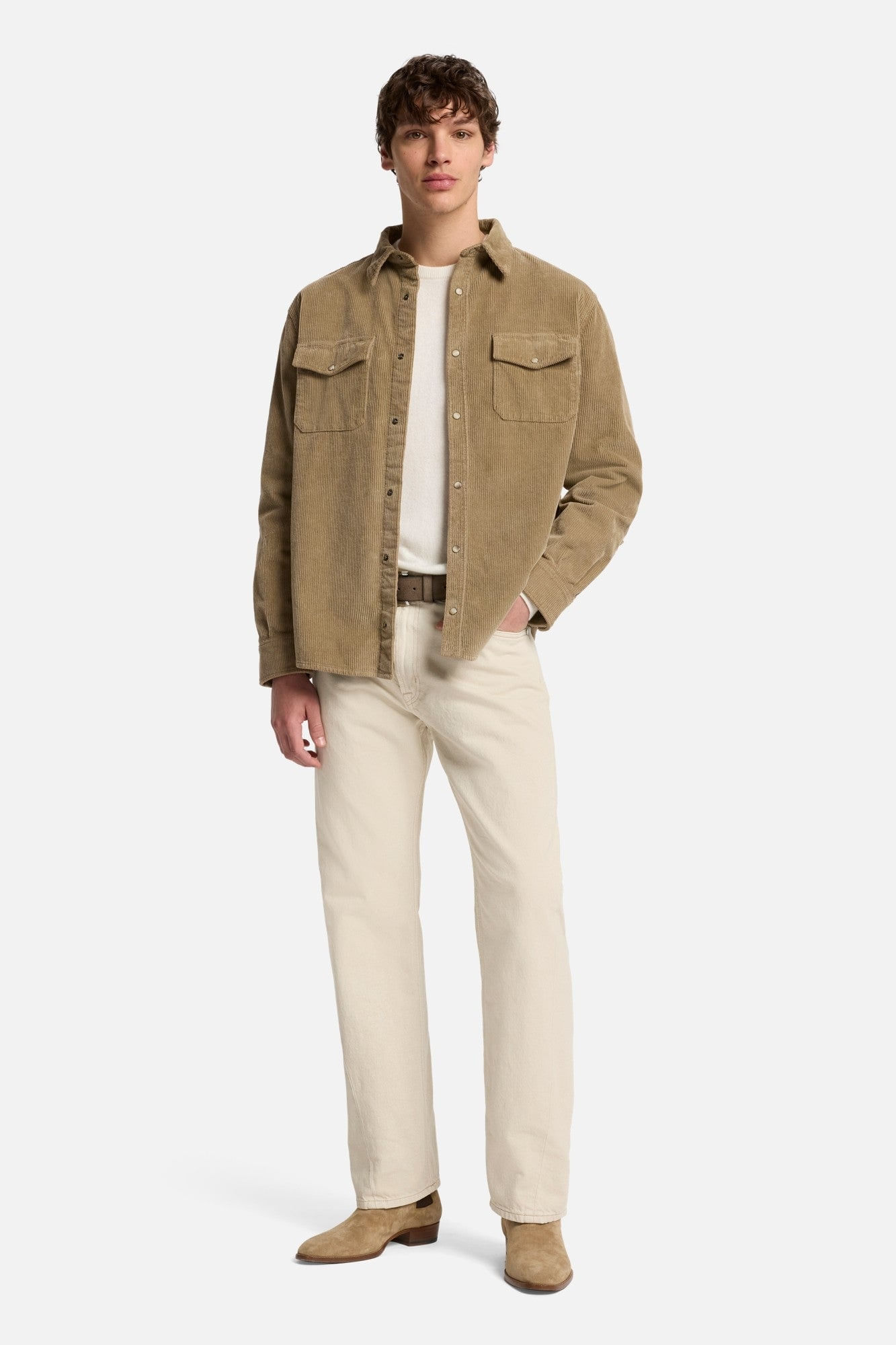 CASHMERE CREWNECK SWEATER IN ICE WHITE