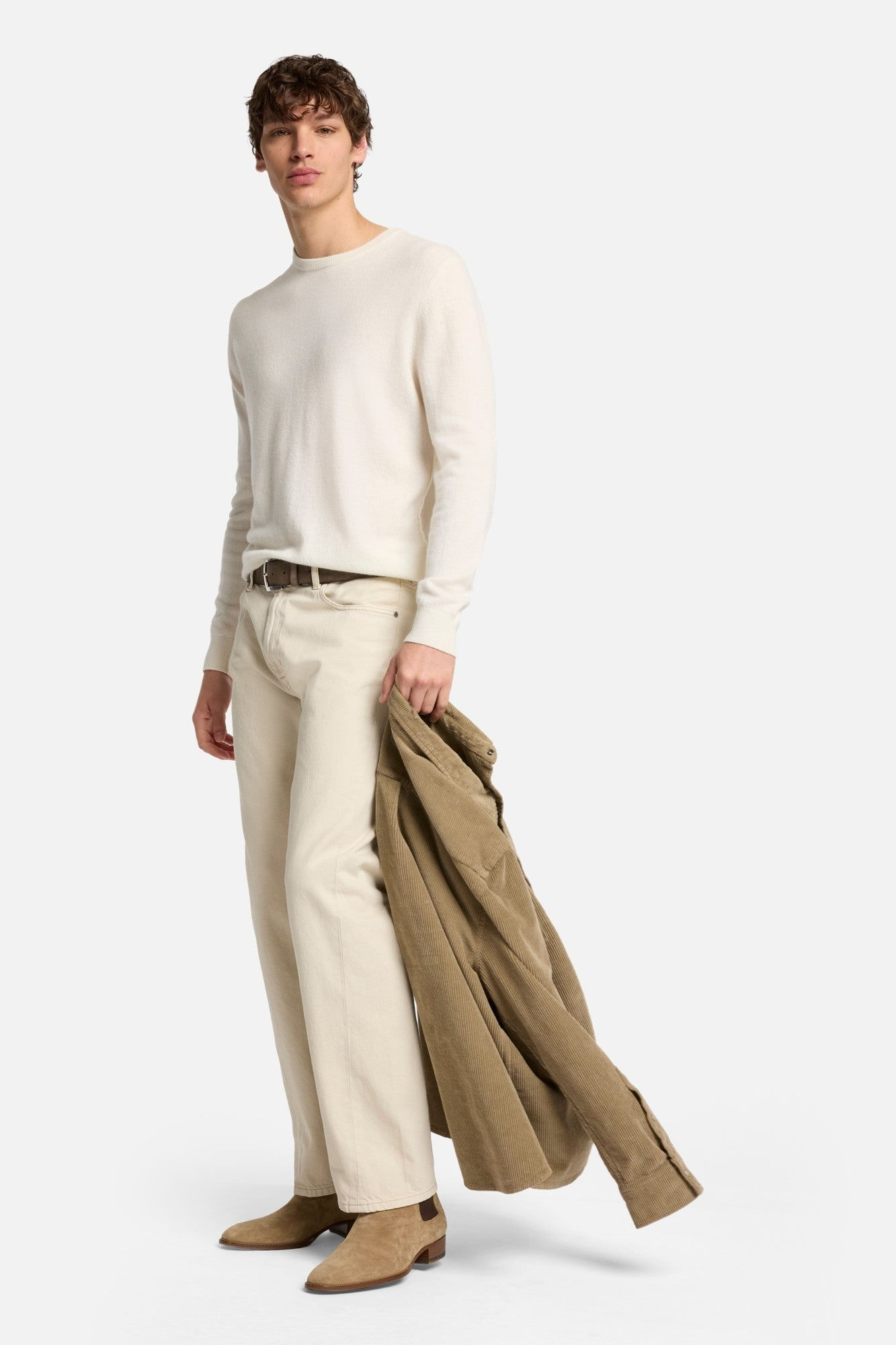 CASHMERE CREWNECK SWEATER IN ICE WHITE