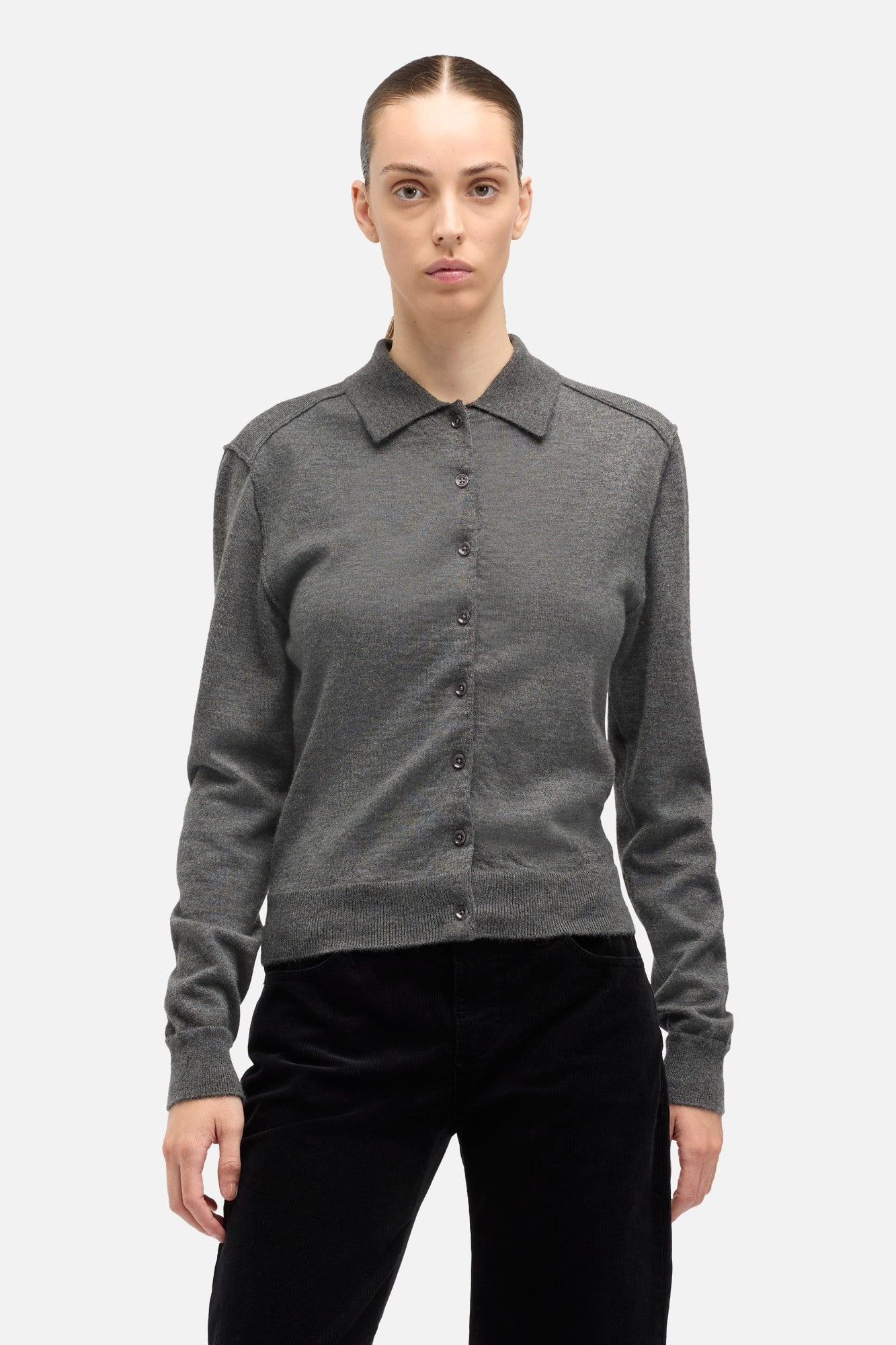CASHMERE POLO CARDIGAN IN KORAT