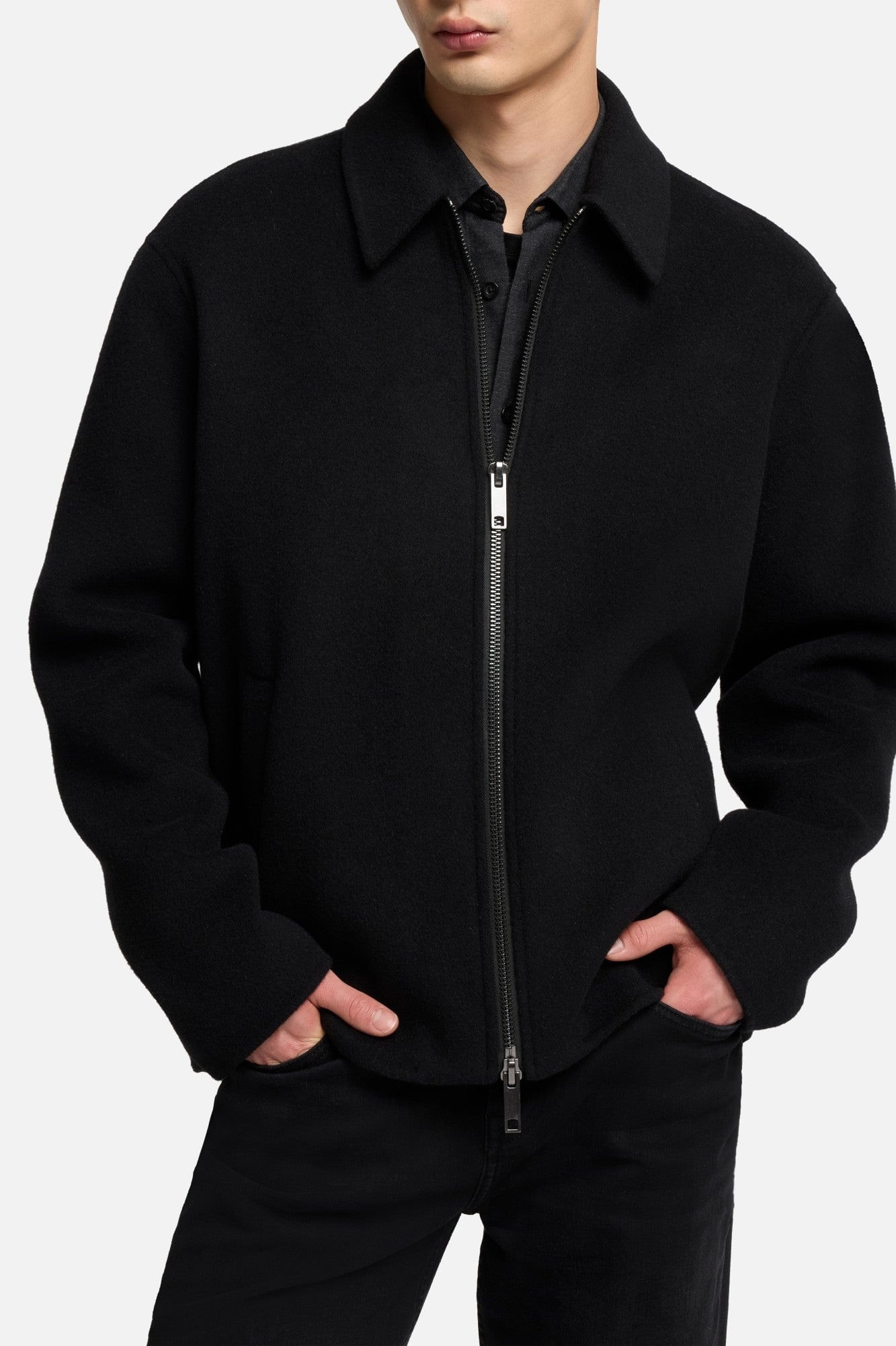 WOOL BLOUSON JACKET IN BLACK