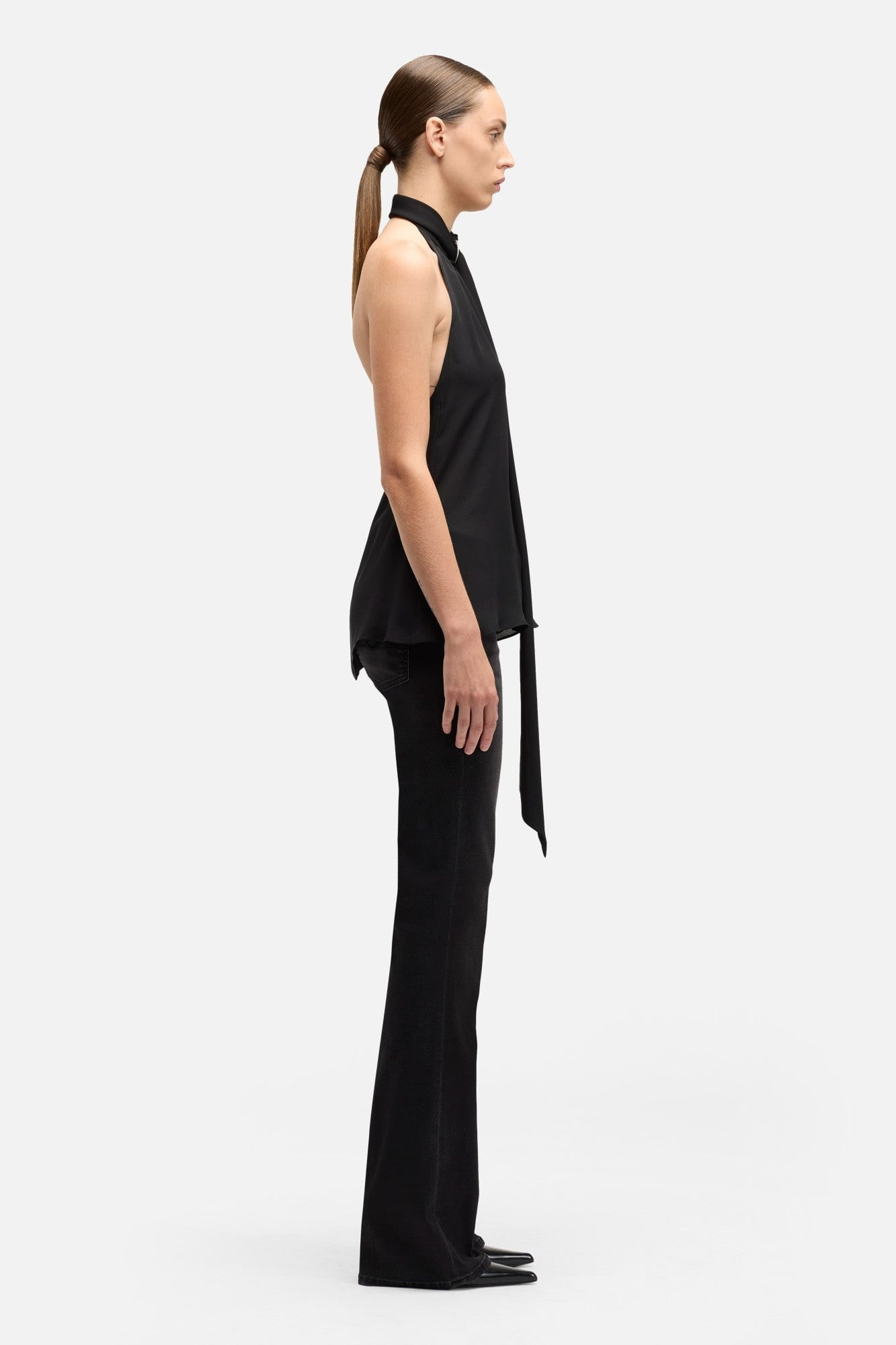 SILK HALTER TOP IN BLACK