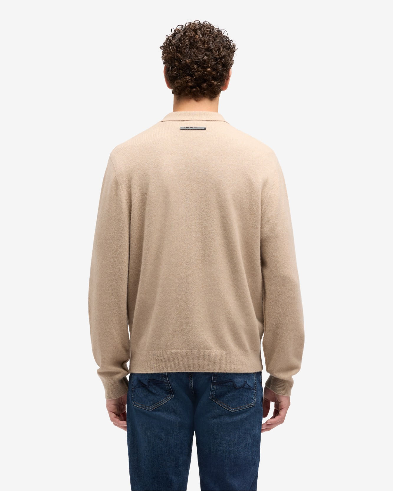 LONG SLEEVE POLO SWEATER CASHMERE UMBER