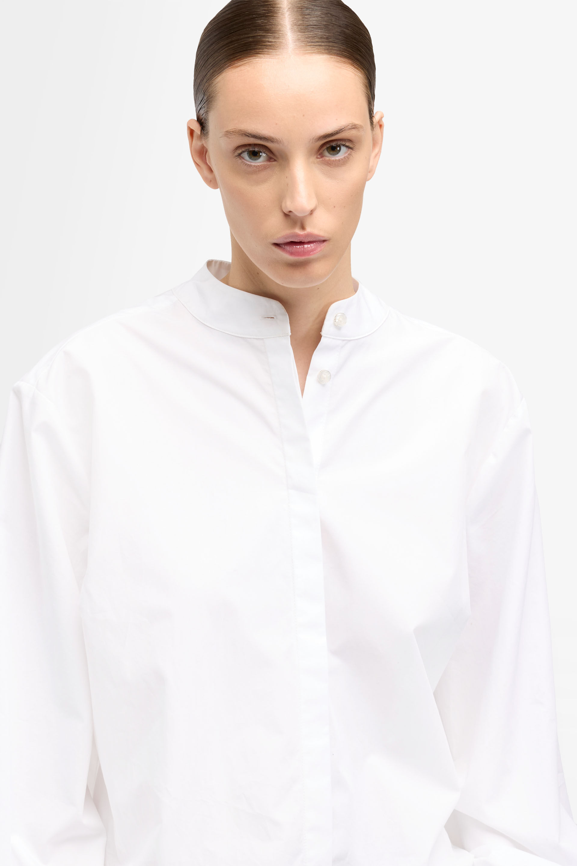 BALLOON SLEEVE SHIRT in Poplin in White
