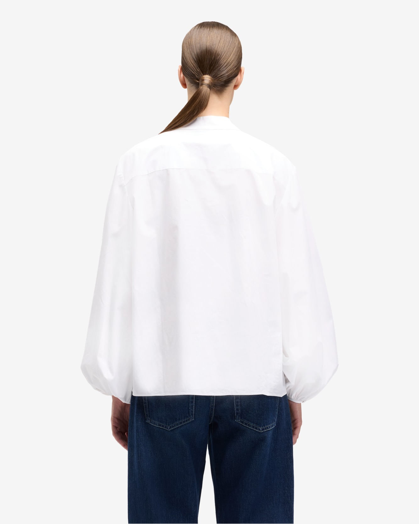 BALLOON SLEEVE SHIRT in Poplin in White