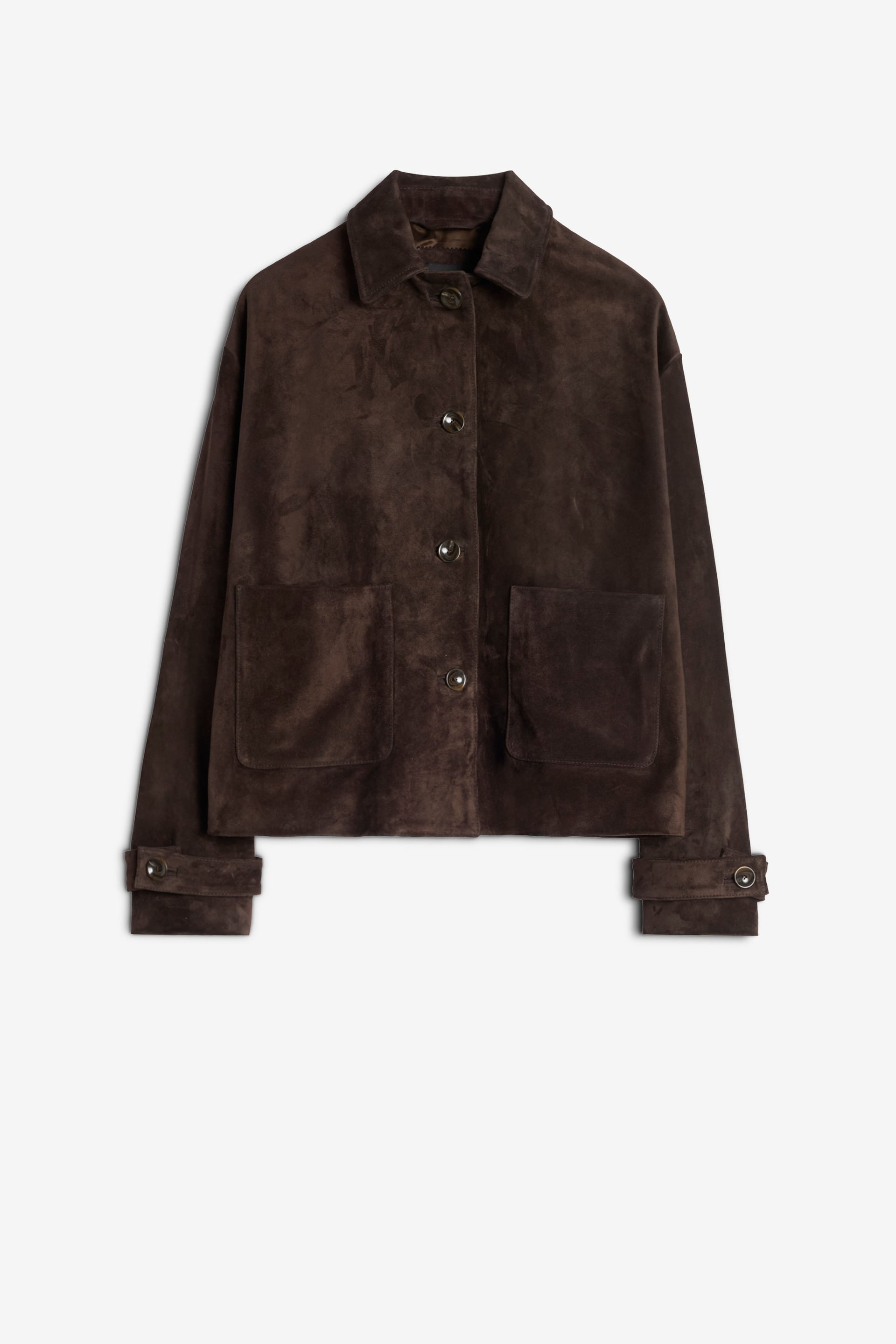 CROPPED CHORE JACKET in Suede COFFEE BEAN