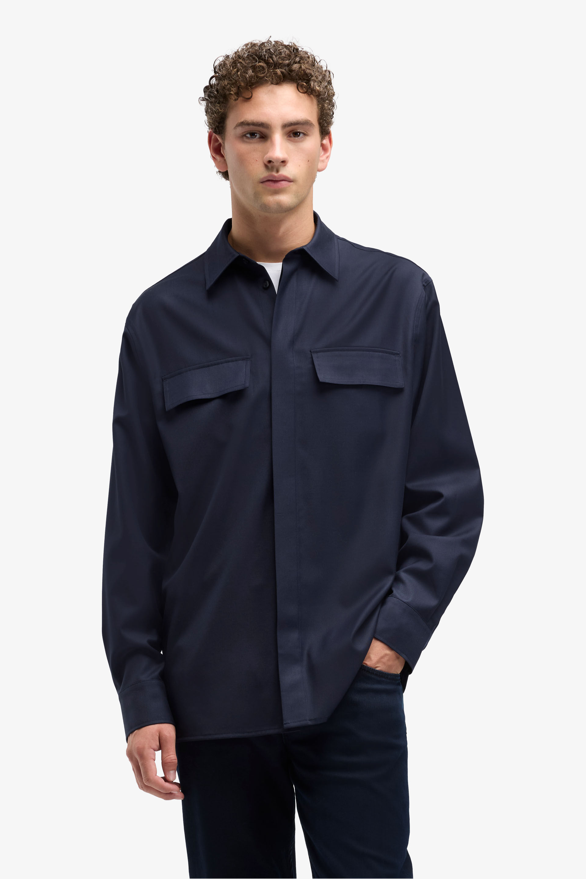 OVERSHIRT IN FLUID NAVY