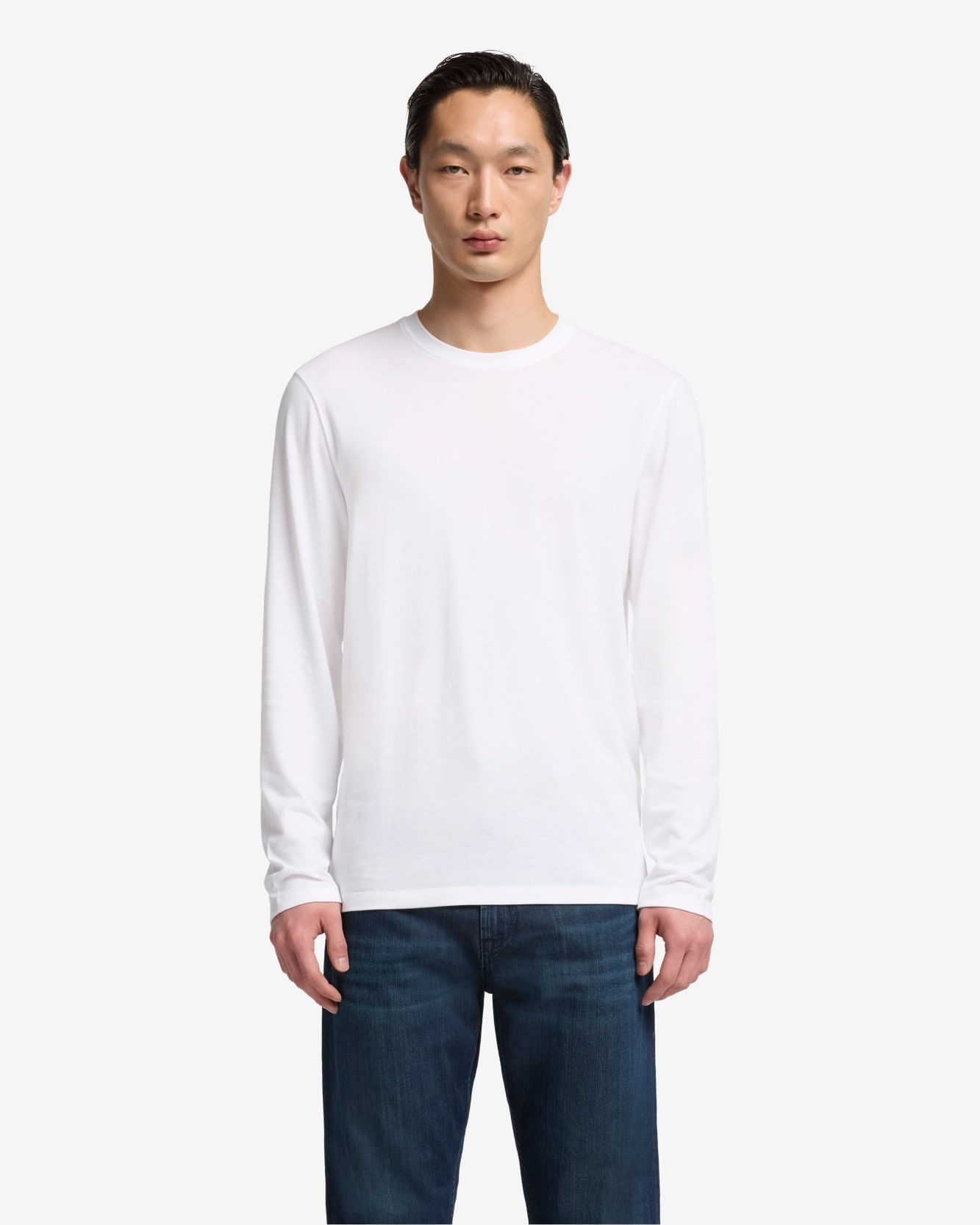 LONG SLEEVE CREWNECK TEE COTTON LYOCELL WHITE
