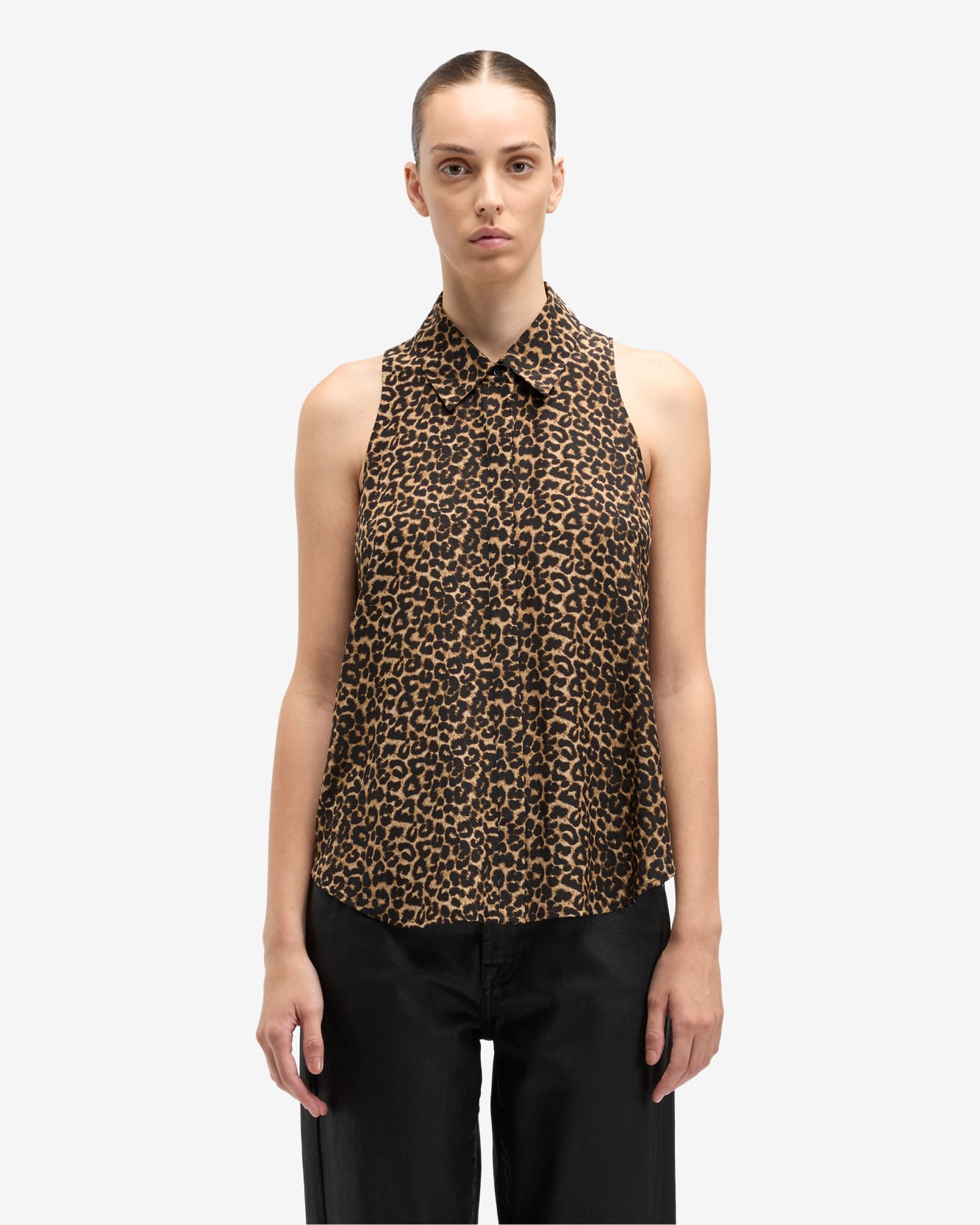 SLEEVELESS SILK BUTTON DOWN IN LEO