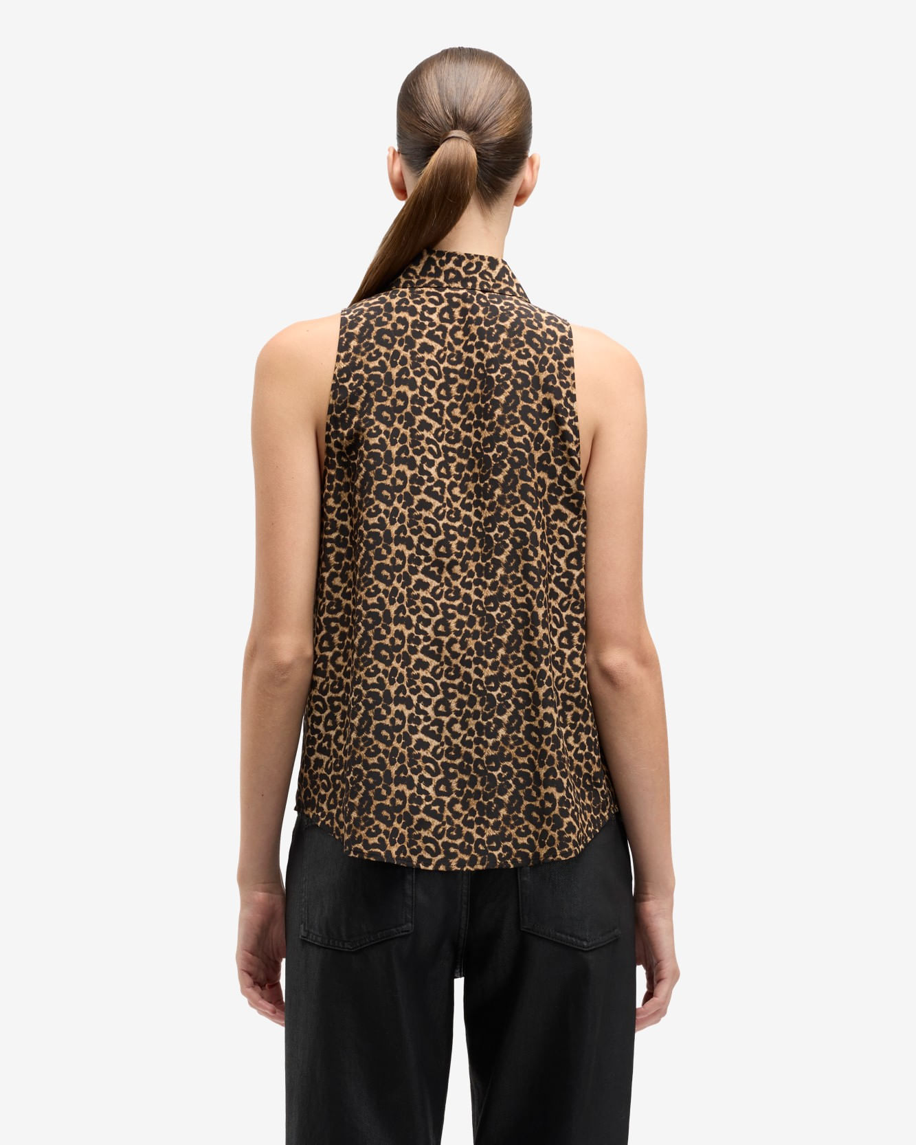 SLEEVELESS SILK BUTTON DOWN IN LEO