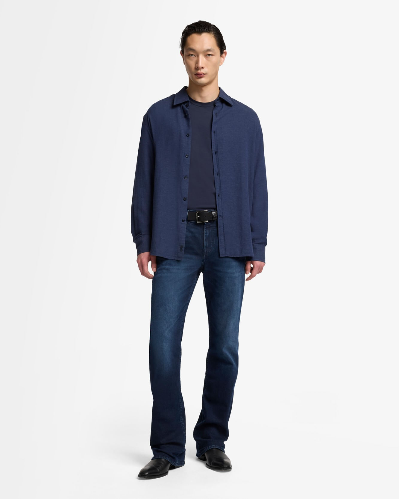 BUTTON UP SHIRT in Cotton Cashmere Navy