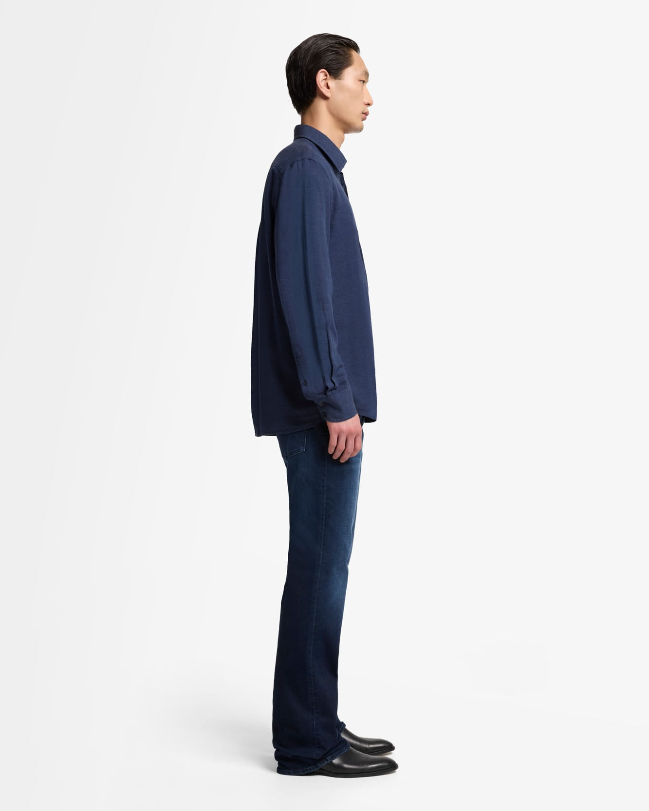 BUTTON UP SHIRT in Cotton Cashmere Navy