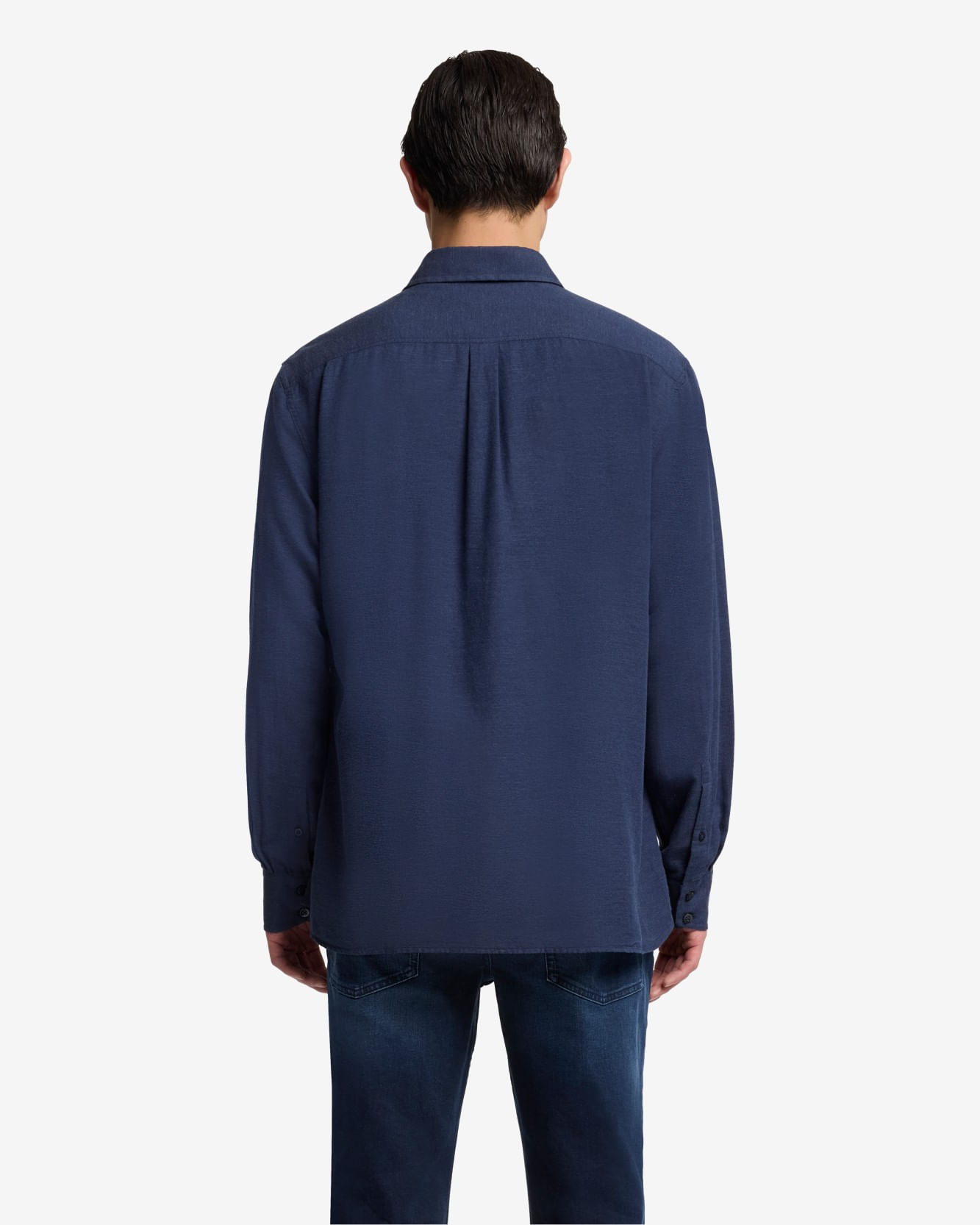 BUTTON UP SHIRT in Cotton Cashmere Navy