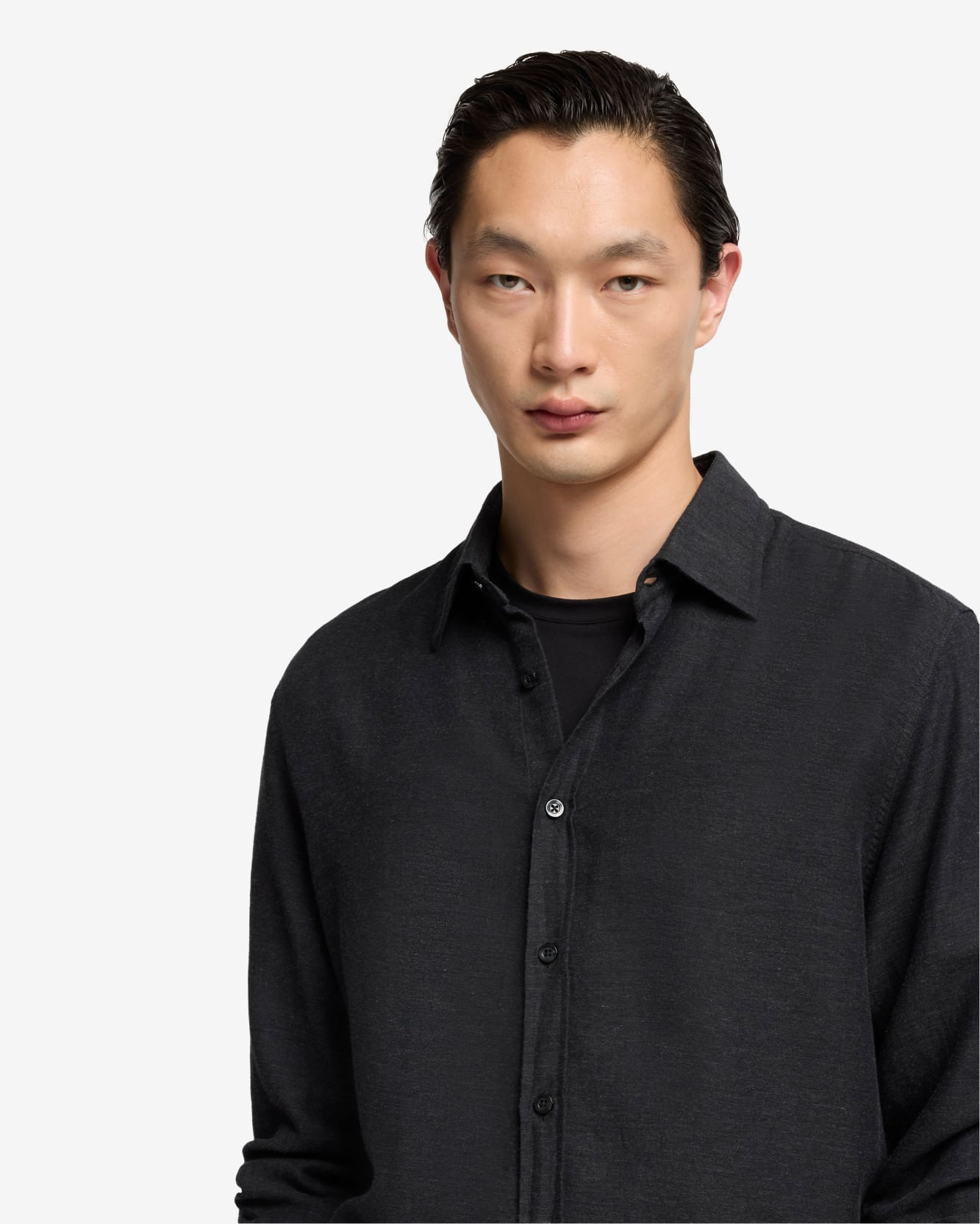 BUTTON UP SHIRT in Cotton Cashmere DARK GREY