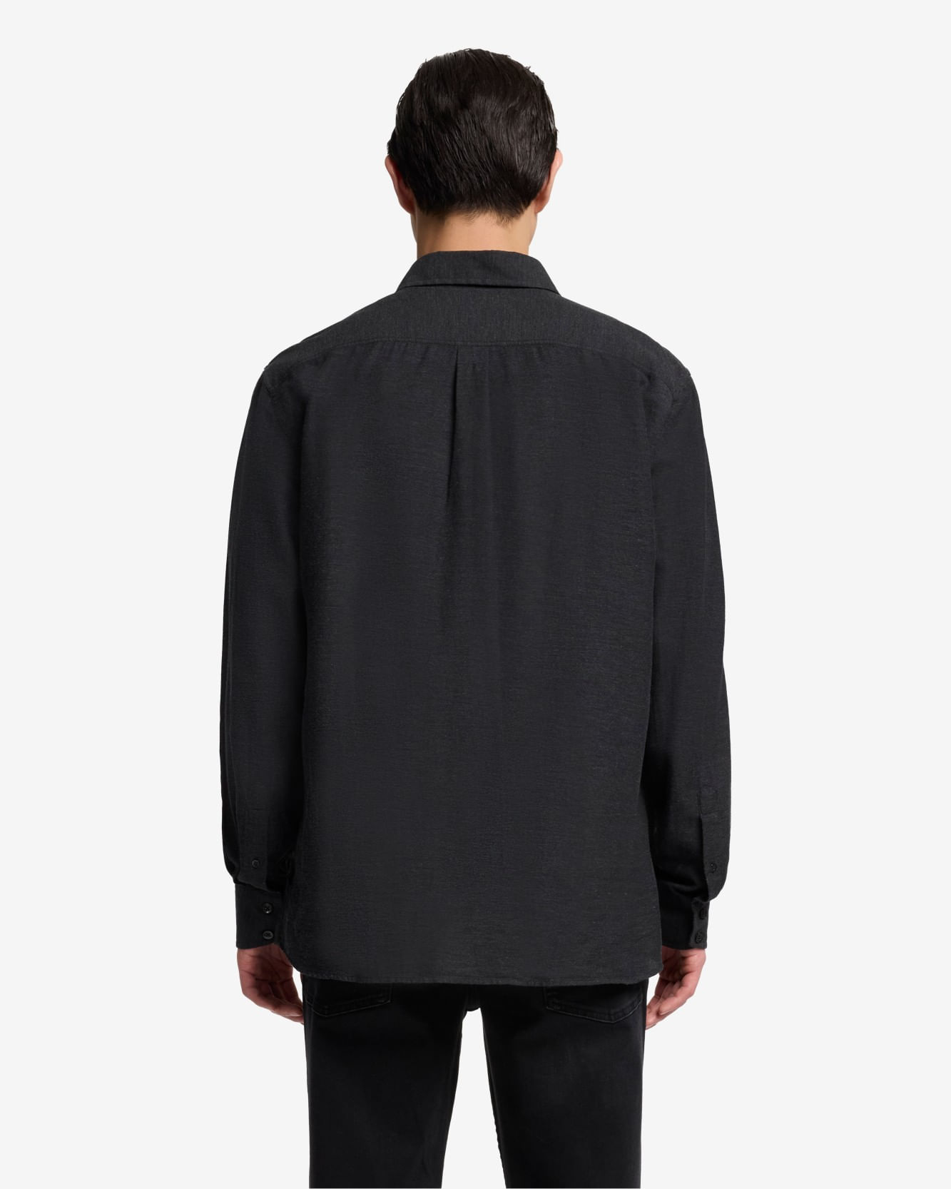 BUTTON UP SHIRT in Cotton Cashmere DARK GREY