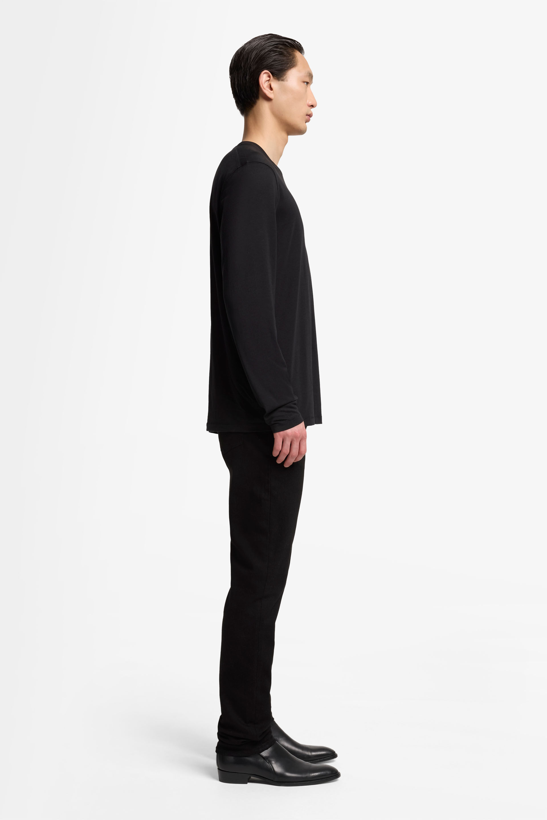 LONG SLEEVE CREWNECK TEE COTTON LYOCELL BLACK