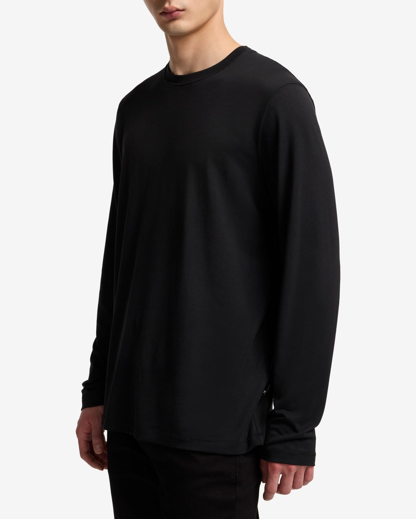 LONG SLEEVE CREWNECK TEE COTTON LYOCELL BLACK