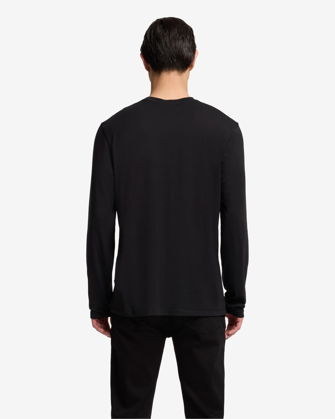 LONG SLEEVE CREWNECK TEE COTTON LYOCELL BLACK