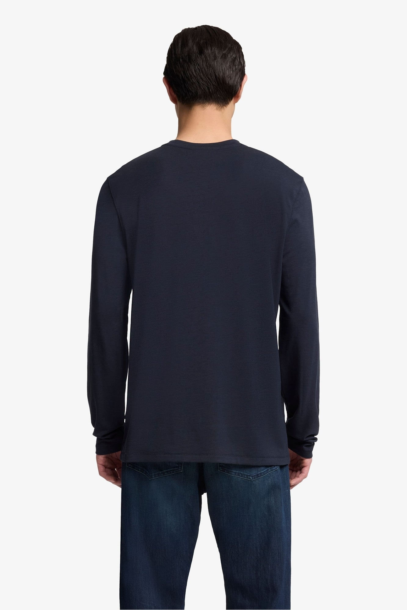 CREWNECK LONG SLEEVE TEE IN LYOCELL NAVY
