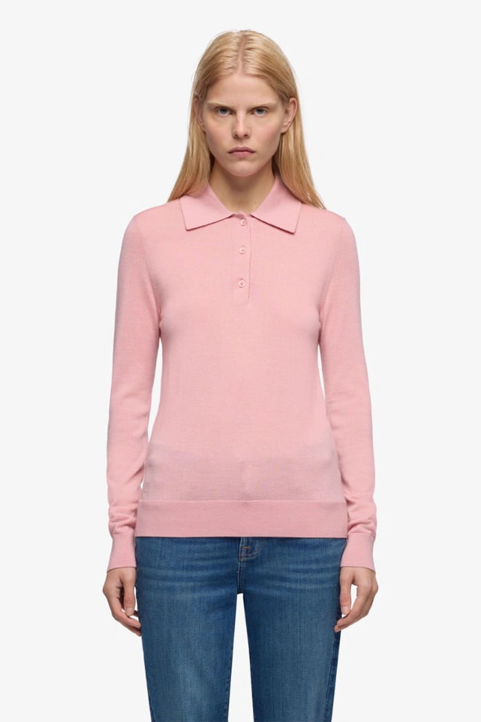 LONG SLEEVE POLO SWEATER WOOL BLEND