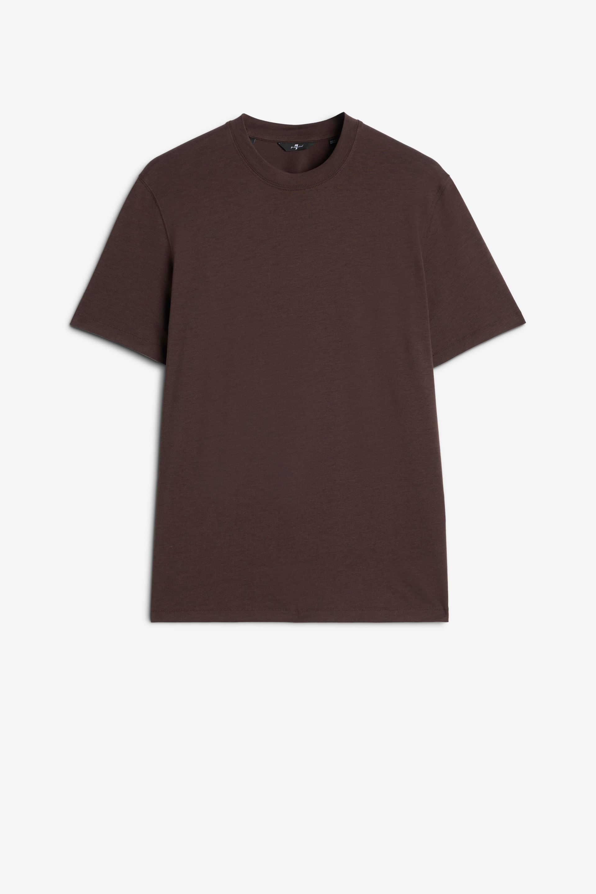CREWNECK SHORT SLEEVE T-SHRT IN COTTON LYOCELL COFFEE BEAN