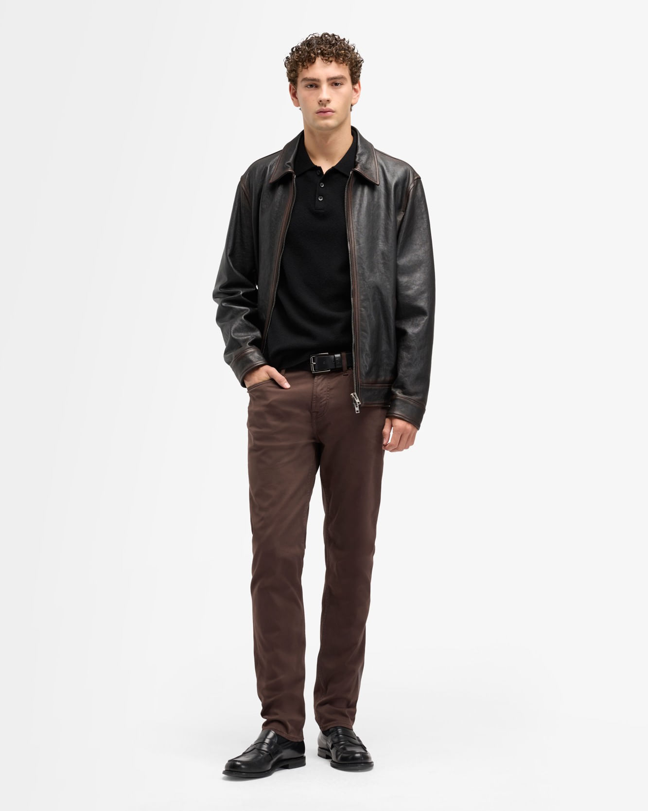 LONG SLEEVE POLO SWEATER CASHMERE COAL