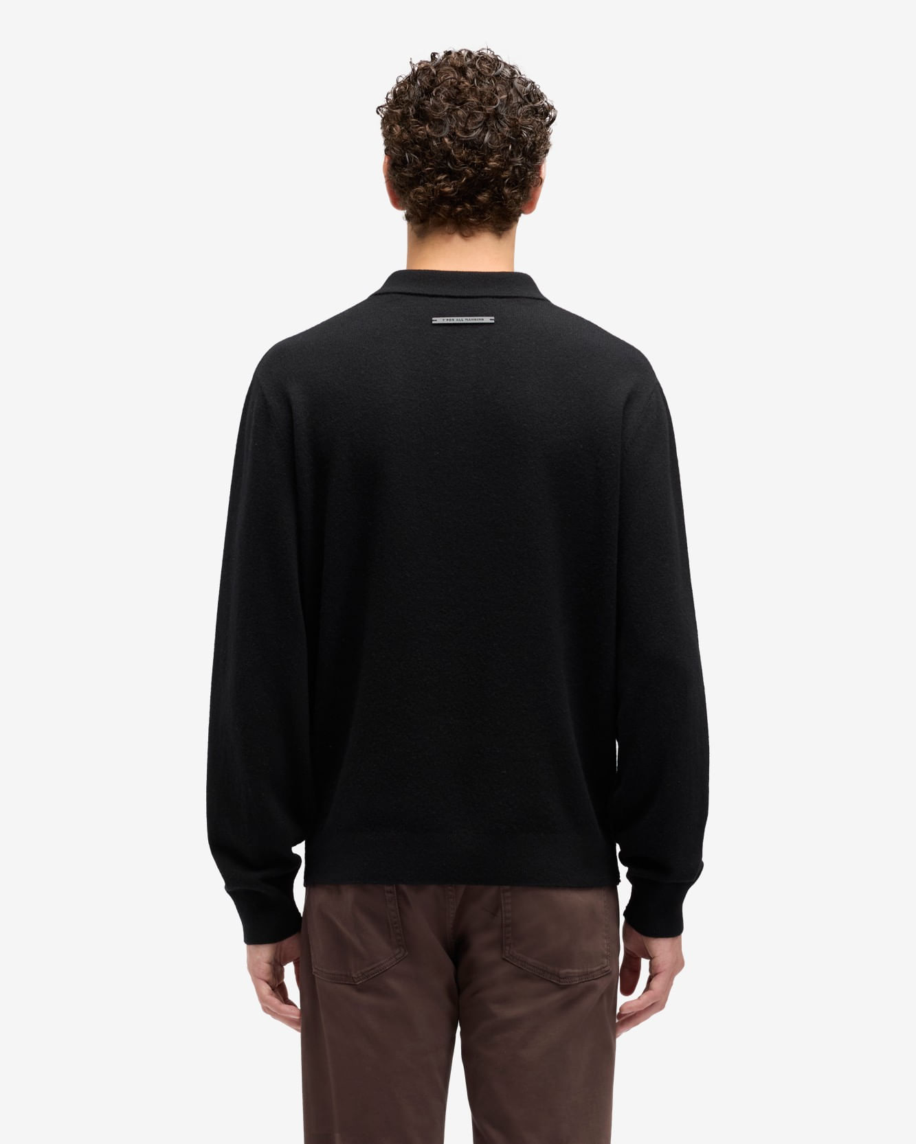 LONG SLEEVE POLO SWEATER CASHMERE COAL