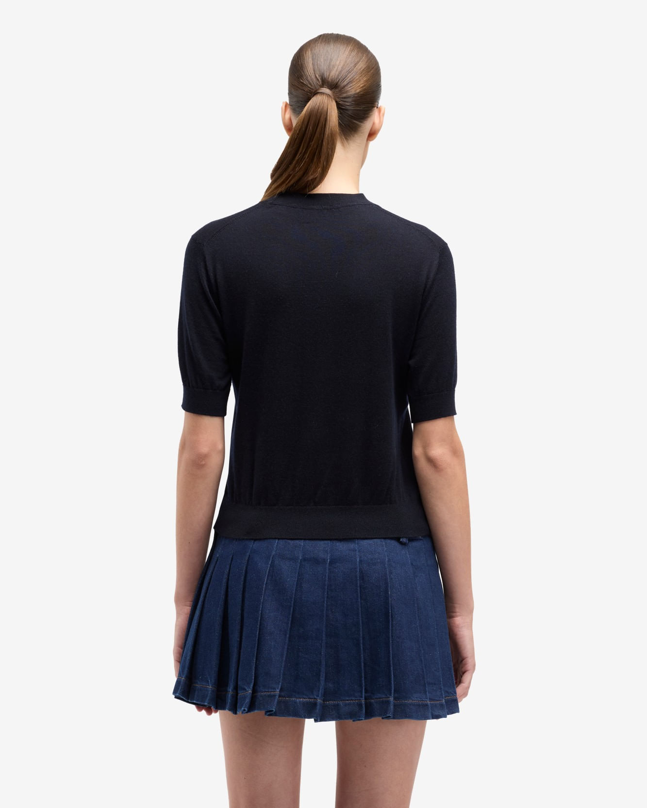 SHORT SLEEVE WOOL BLEND BLACK