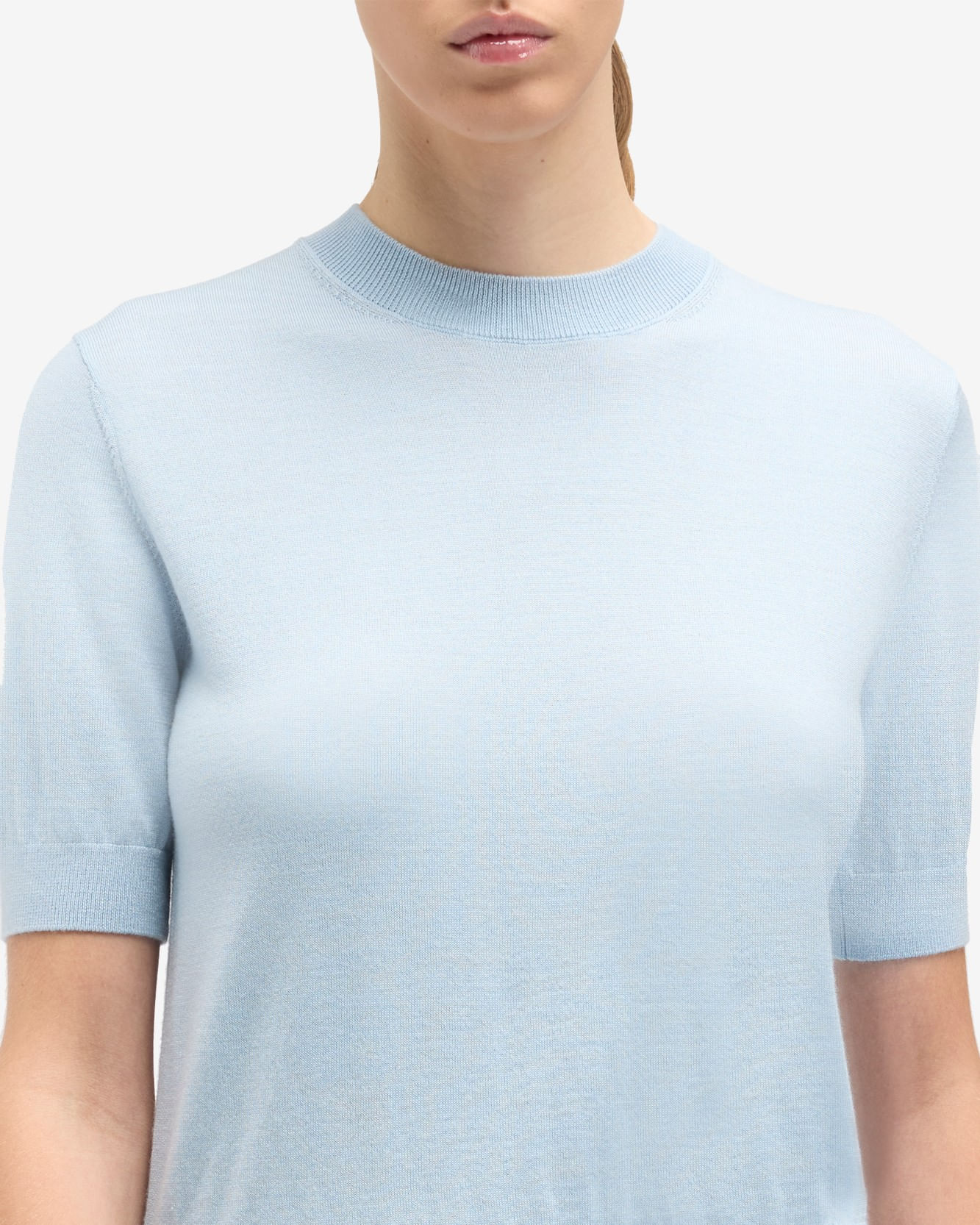 SHORT SLEEVE WOOL BLEND CIELO