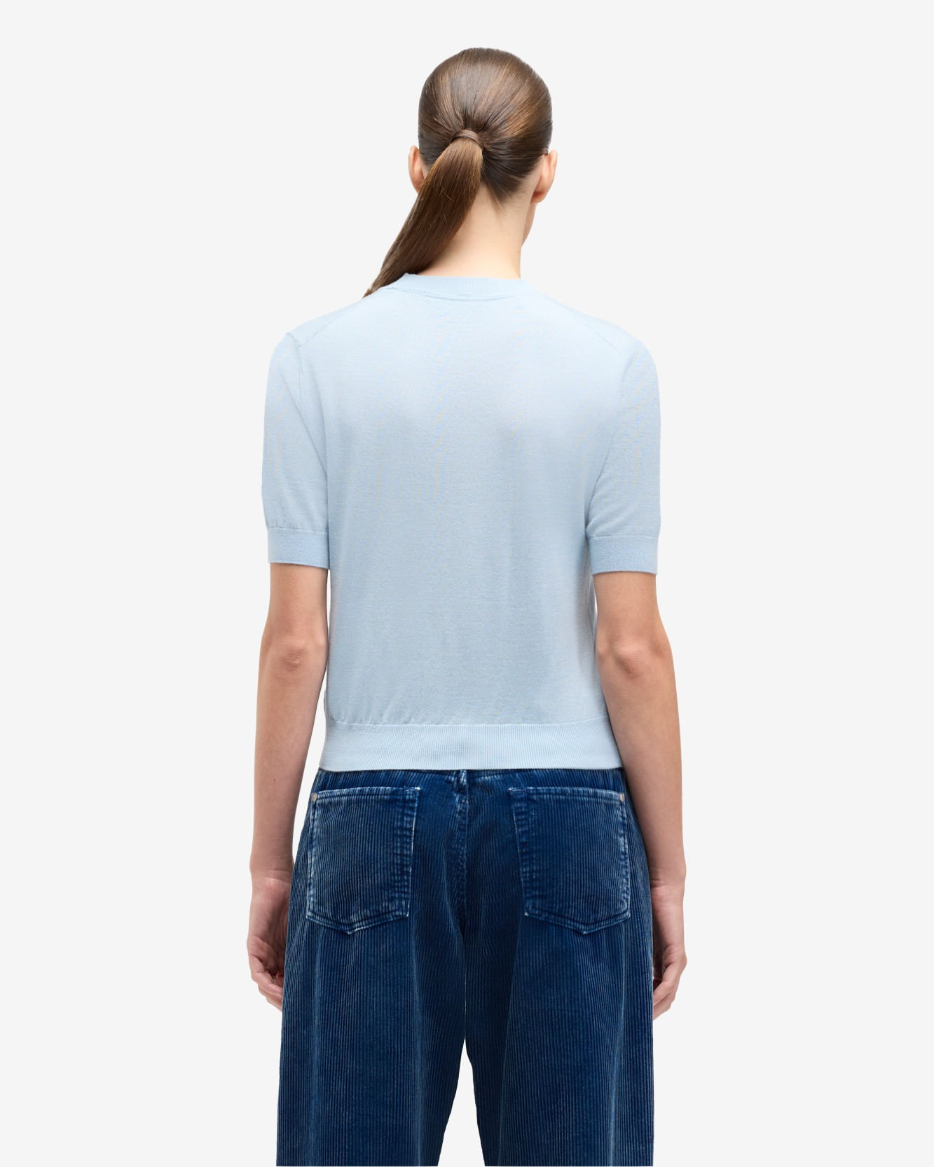 SHORT SLEEVE WOOL BLEND CIELO