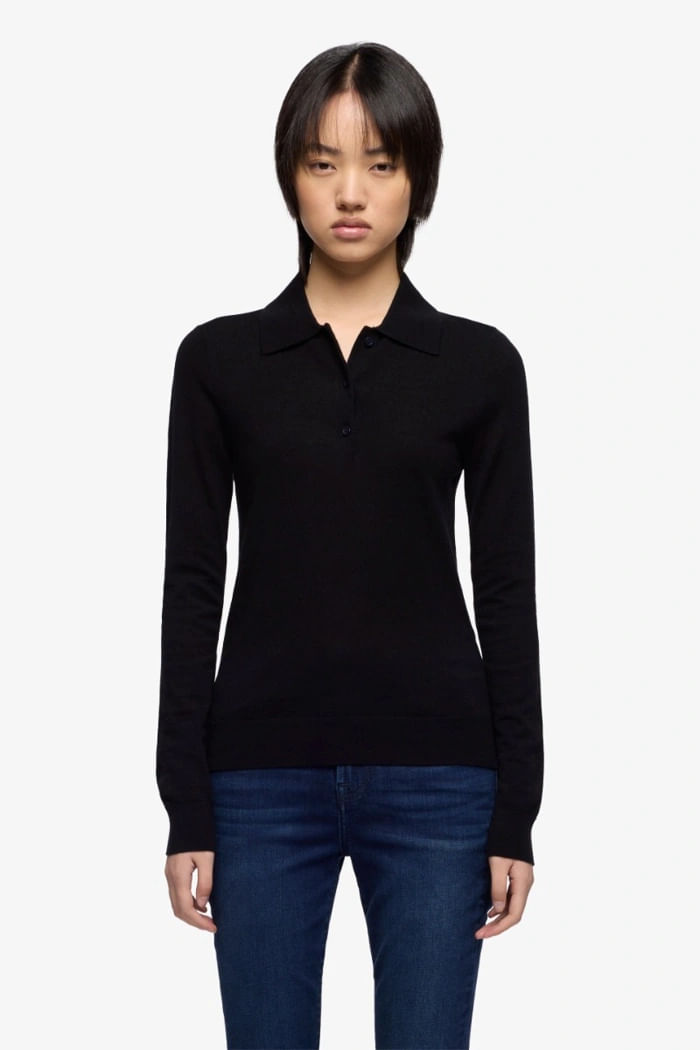 LONG SLEEVE POLO SWEATER WOOL BLEND