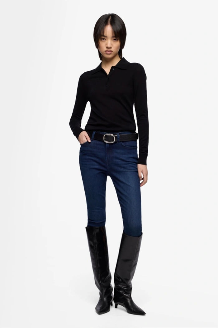 LONG SLEEVE POLO SWEATER WOOL BLEND