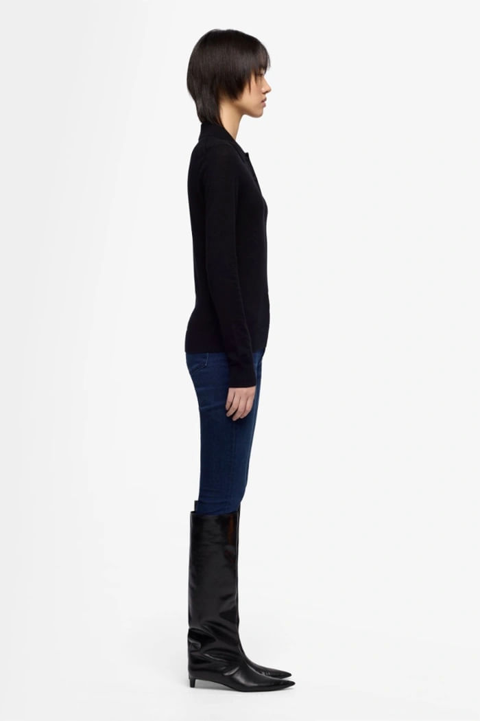 LONG SLEEVE POLO SWEATER WOOL BLEND