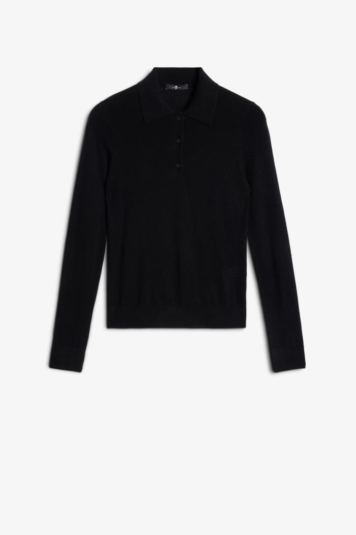LONG SLEEVE POLO SWEATER WOOL BLEND
