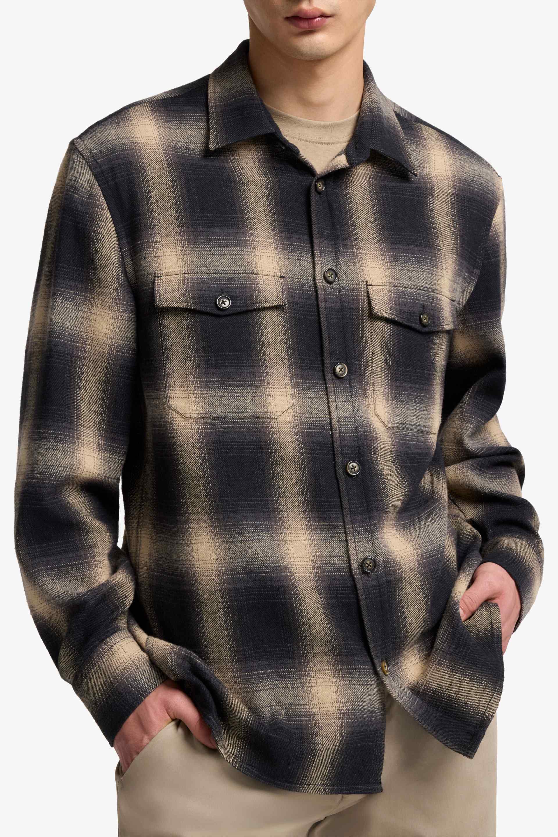 OVERSHIRT CHECKERED FLANNEL BEIGE BLACK