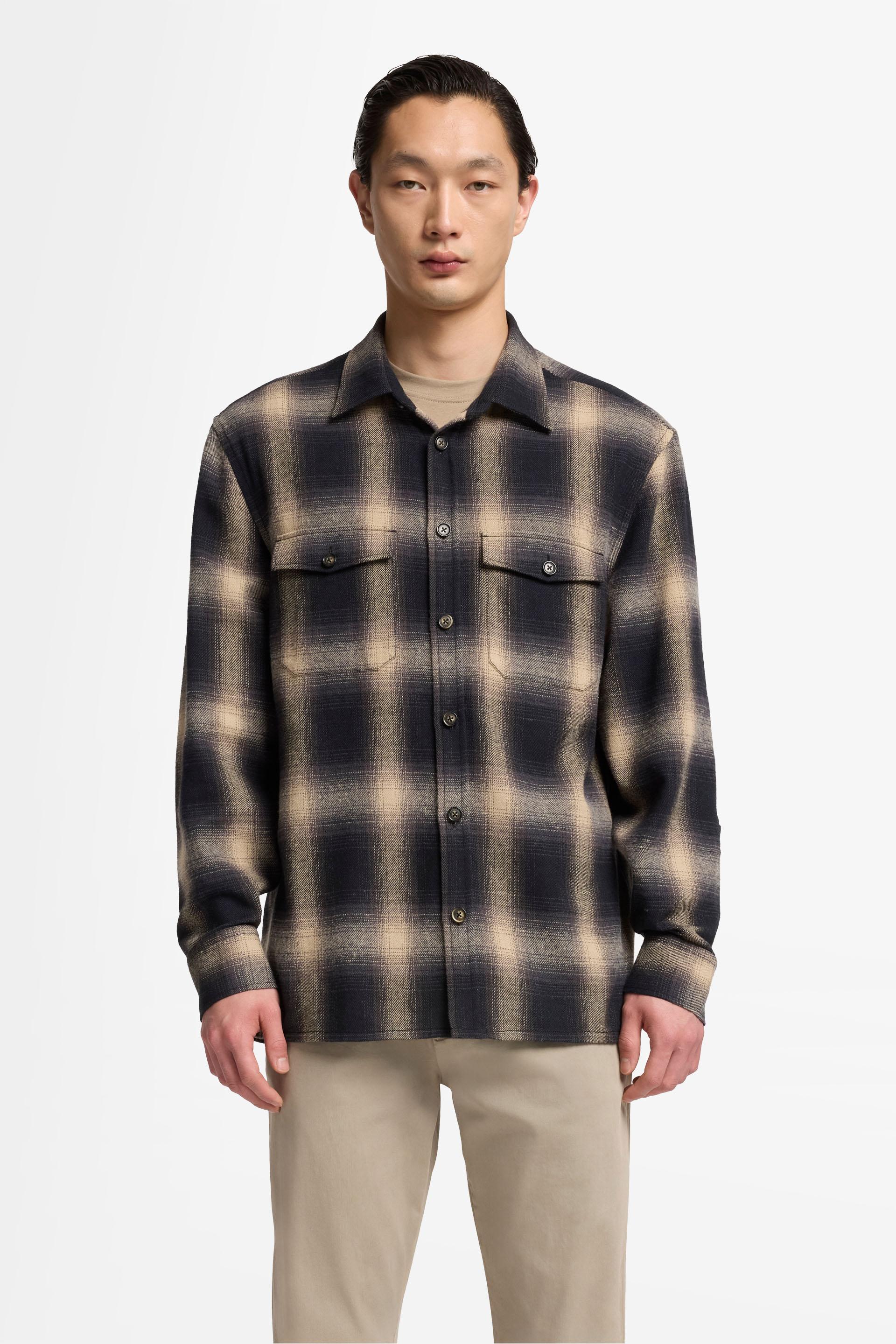 OVERSHIRT CHECKERED FLANNEL BEIGE BLACK