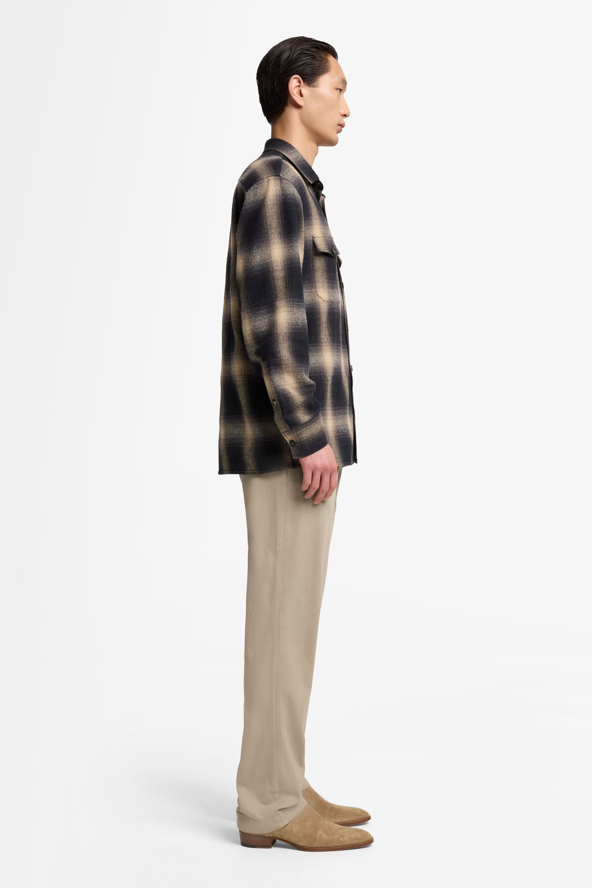 OVERSHIRT CHECKERED FLANNEL BEIGE BLACK