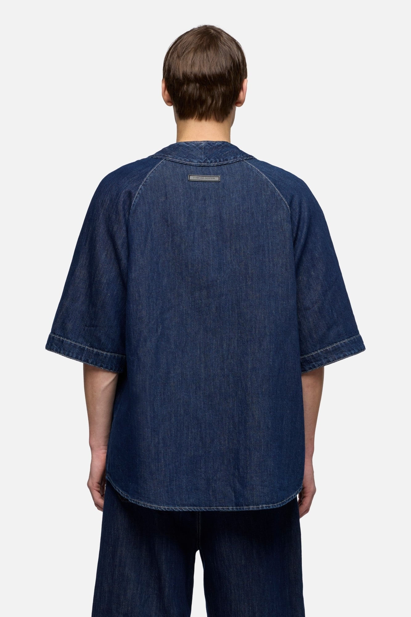 BASEBALL SHIRT IN INDIGO LINEN NOCTURNAL