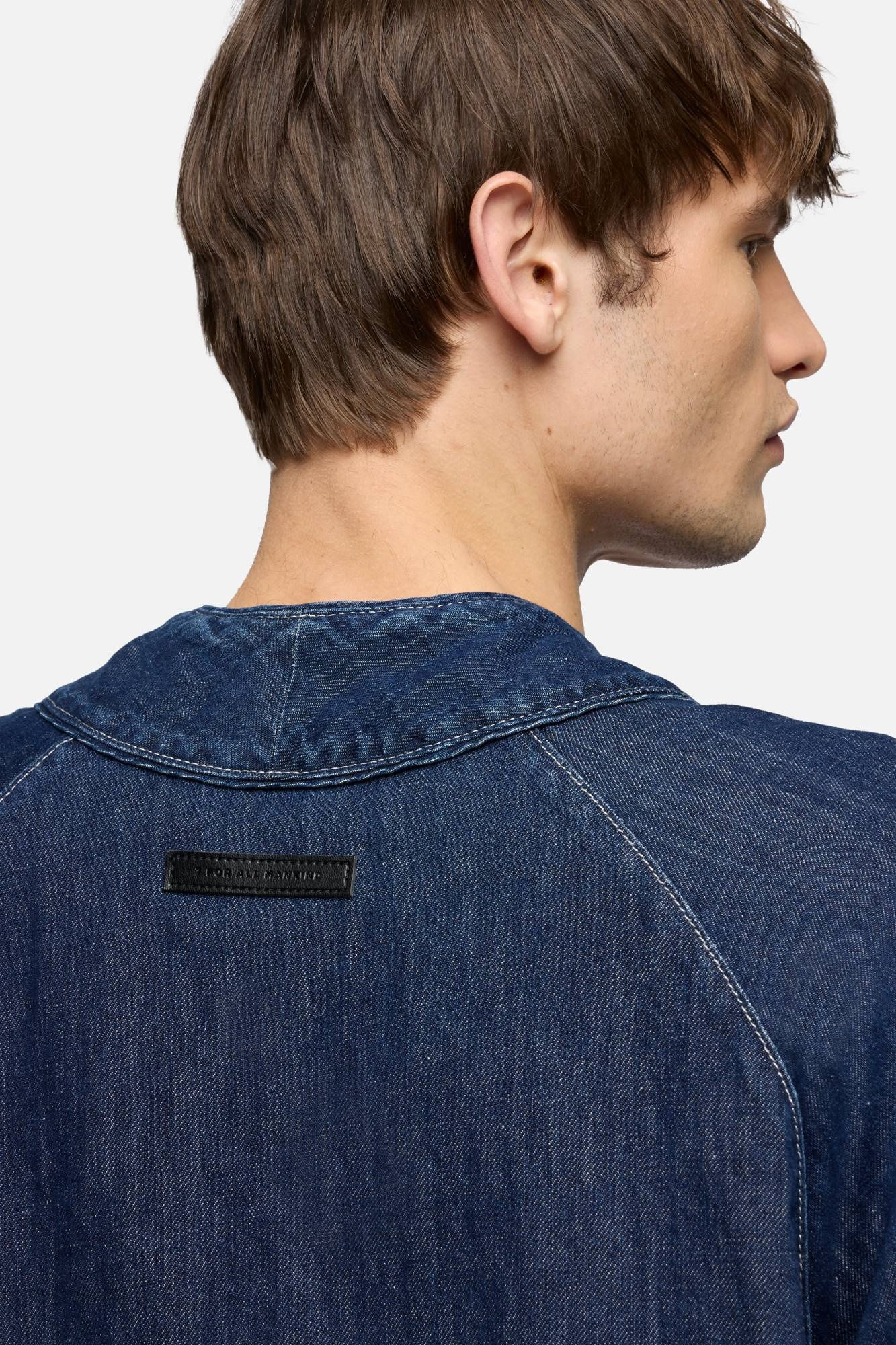 BASEBALL SHIRT IN INDIGO LINEN NOCTURNAL