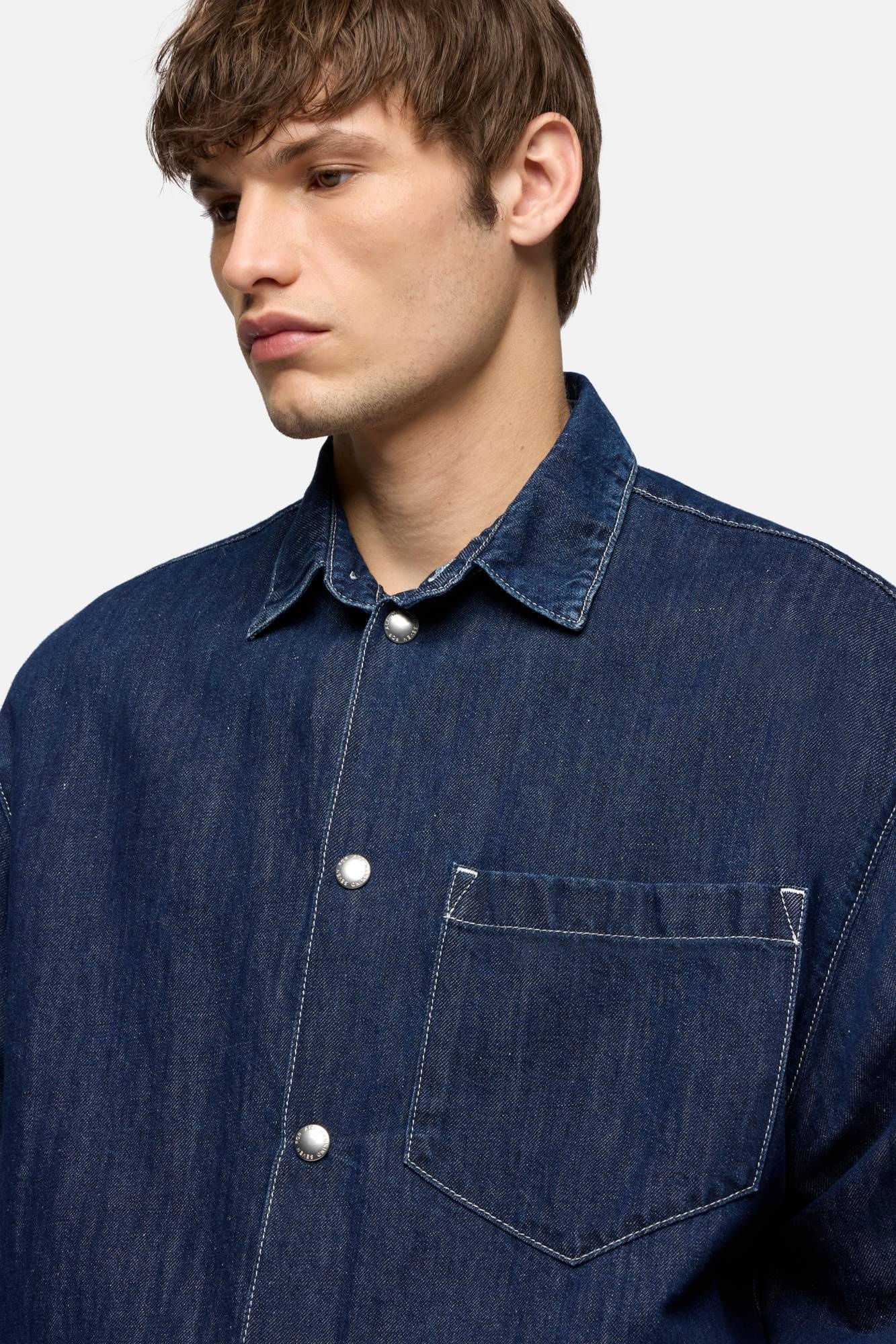 OVERSHIRT IN INDIGO LINEN NOCTURNAL