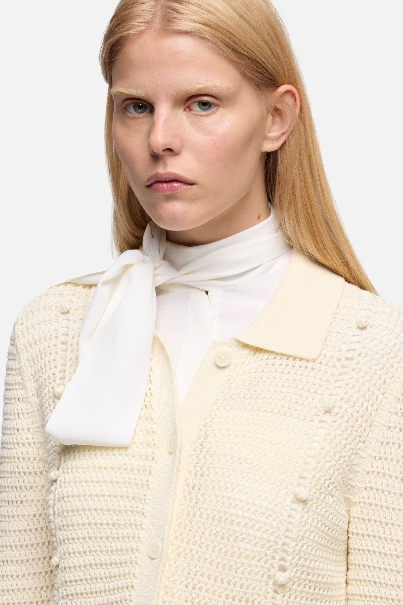 BOBBLE CARDIGAN COTTON ECRU